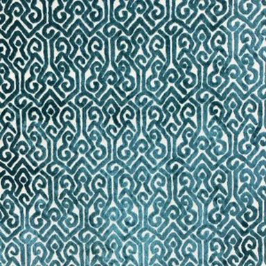 Alexandra fabric in color Turquoise showcasing fabric tribal cut velvet upholstery fabric & drapery & curtain fabric.