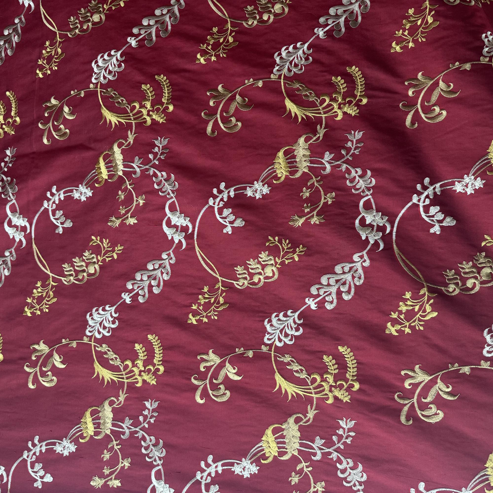 Bergamo Fabric | Embroidered Floral Fabric | Drapery & Curtain Fabric