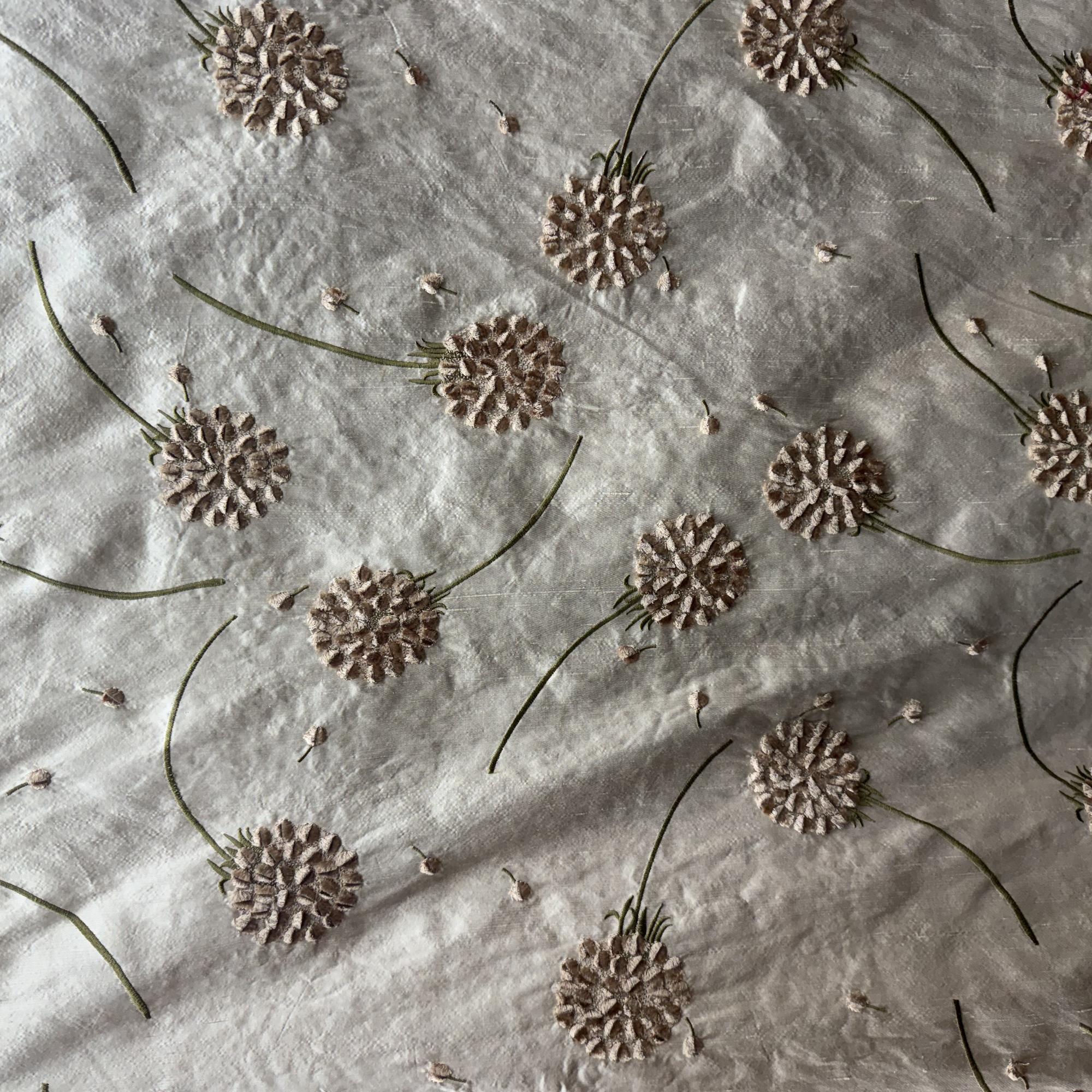 Carrie Fabric | Embroidered Floral Velvet Silk Fabric | Drapery & Curtain Fabric