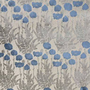 Camelia fabric in color Ocean showcasing fabric floral cut velvet upholstery fabric.
