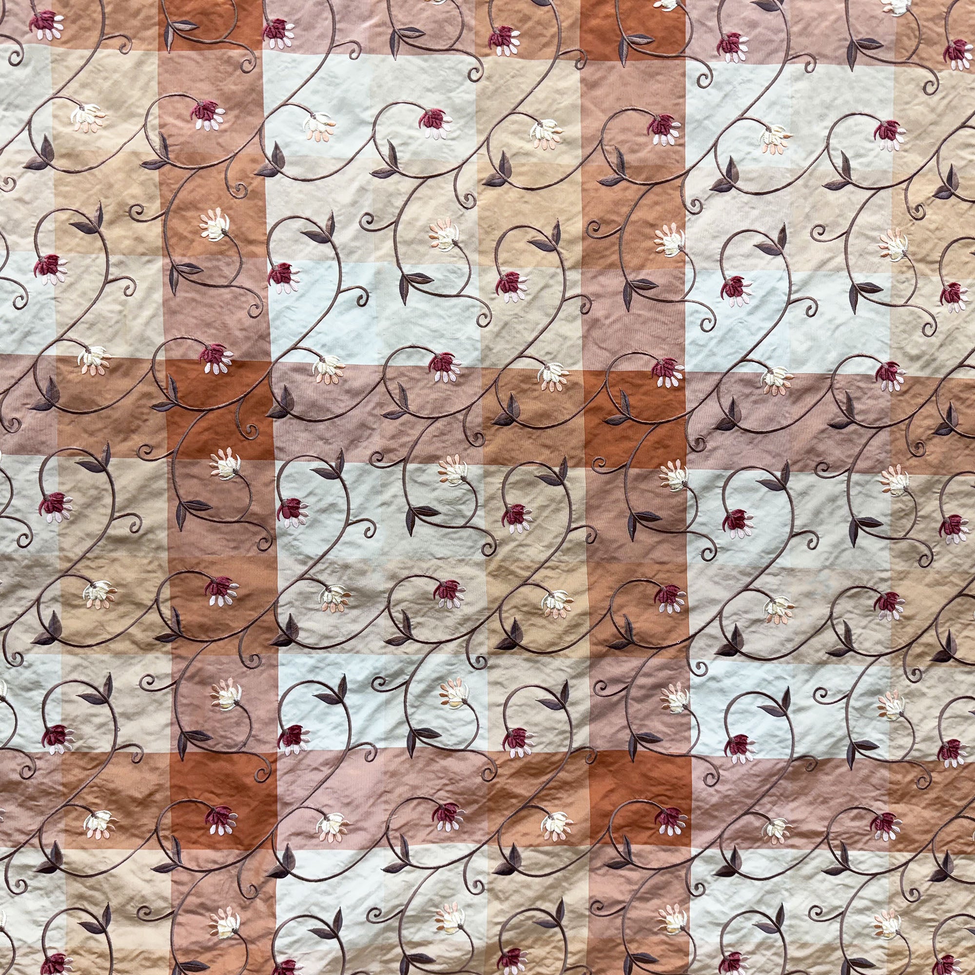 Caroline Fabric | Embroidered Floral Silk Fabric | Drapery & Curtain Fabric