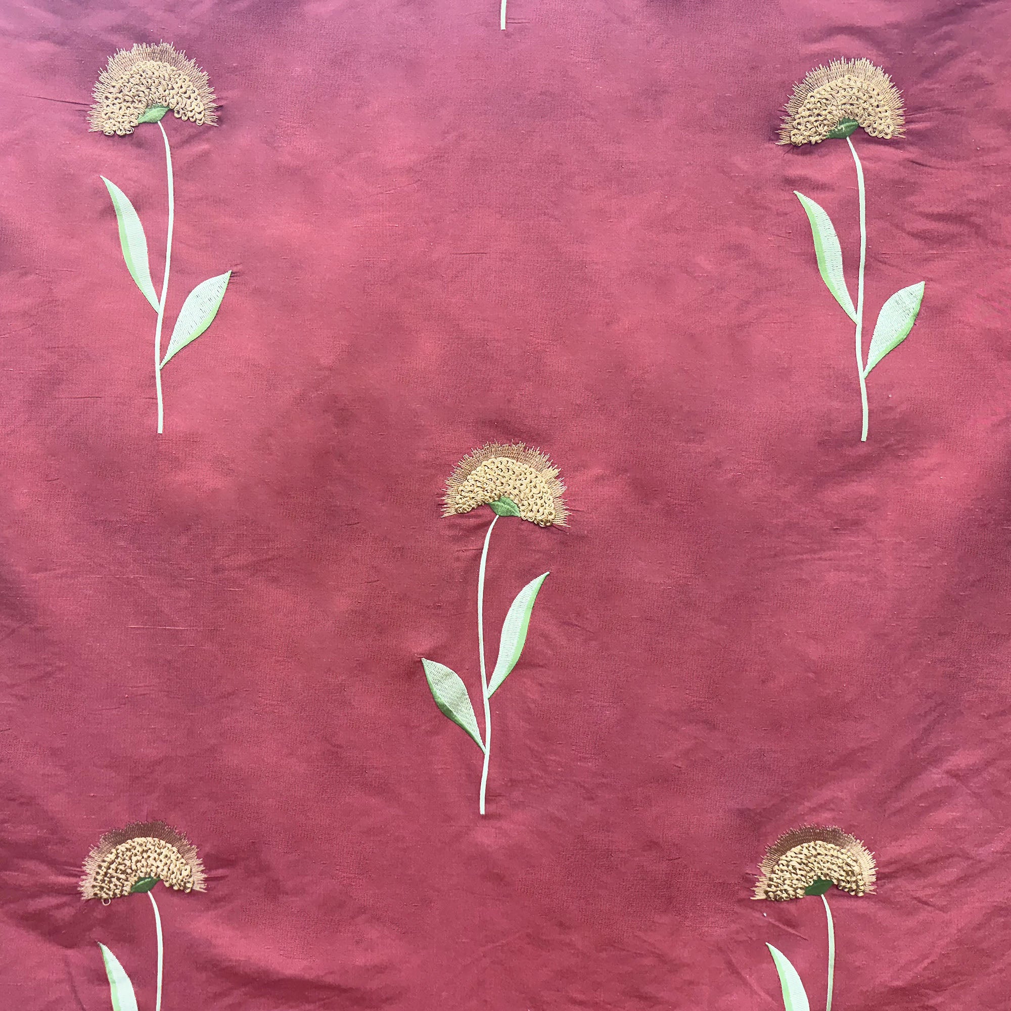 Chloe Fabric | Floral Embroidered Silk Fabric | Drapery & Curtain Fabric