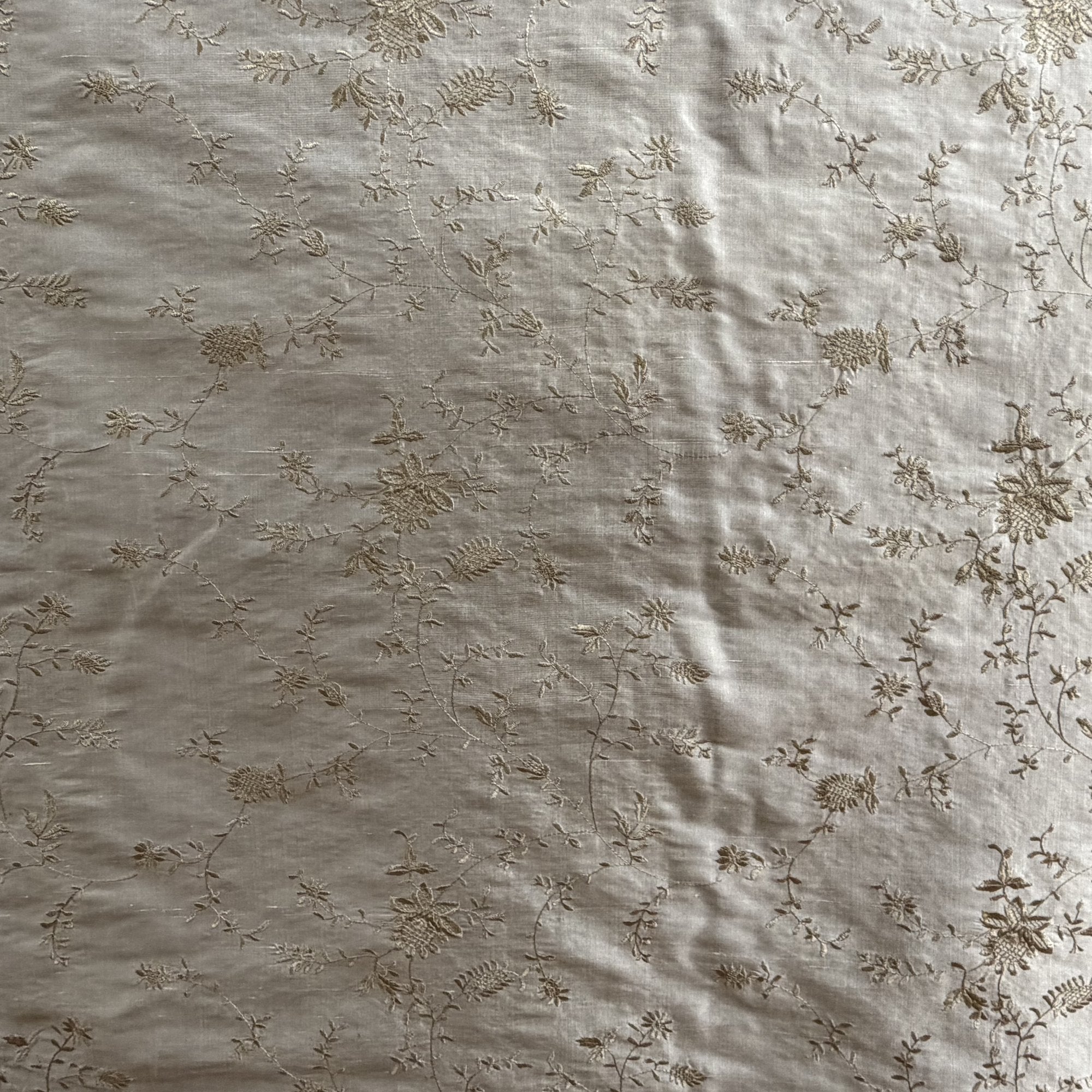 Cornelia Fabric | Floral Embroidered Silk Fabric | Drapery & Curtain Fabric