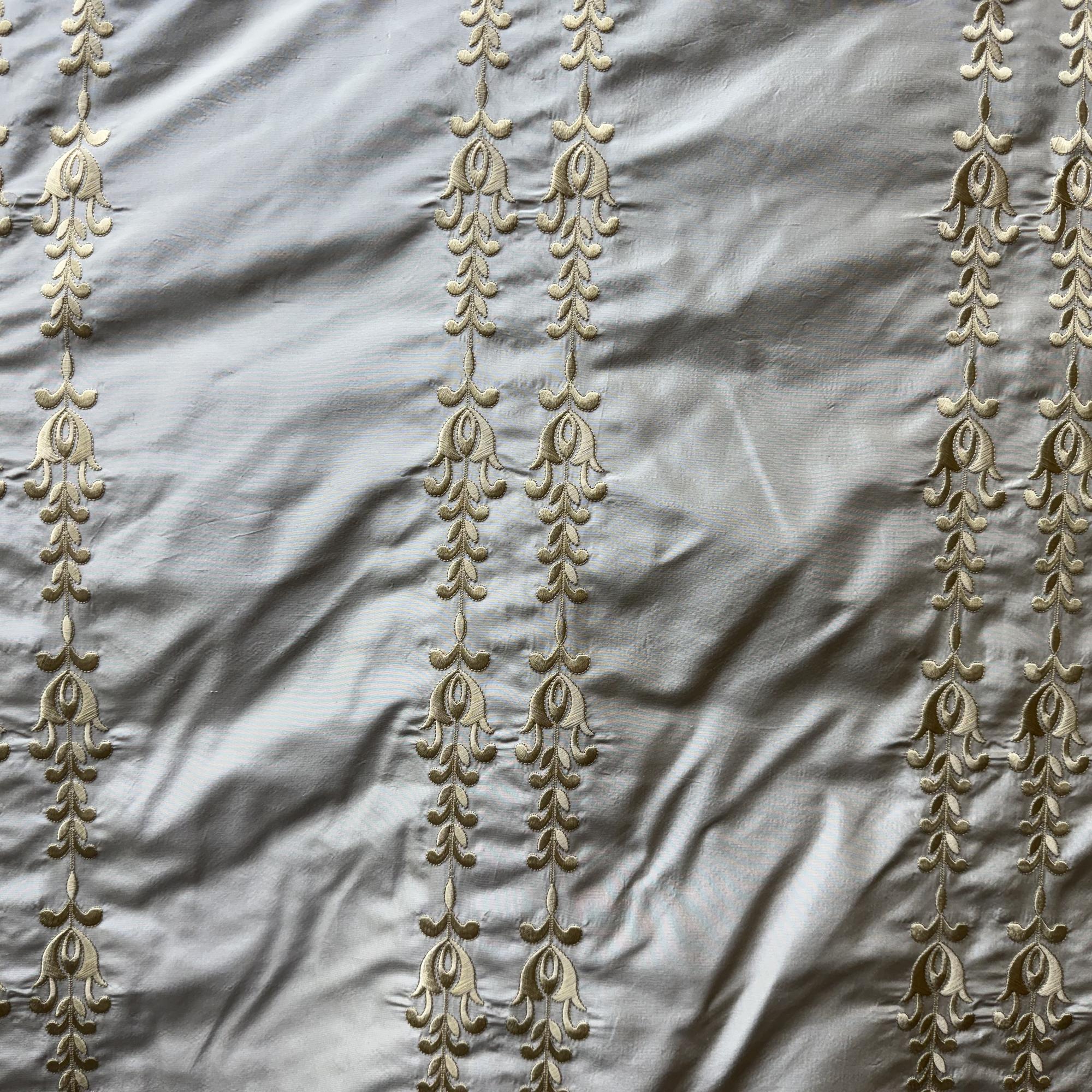 Courtney Fabric | Striped Floral Silk Fabric | Drapery & Curtain Fabric