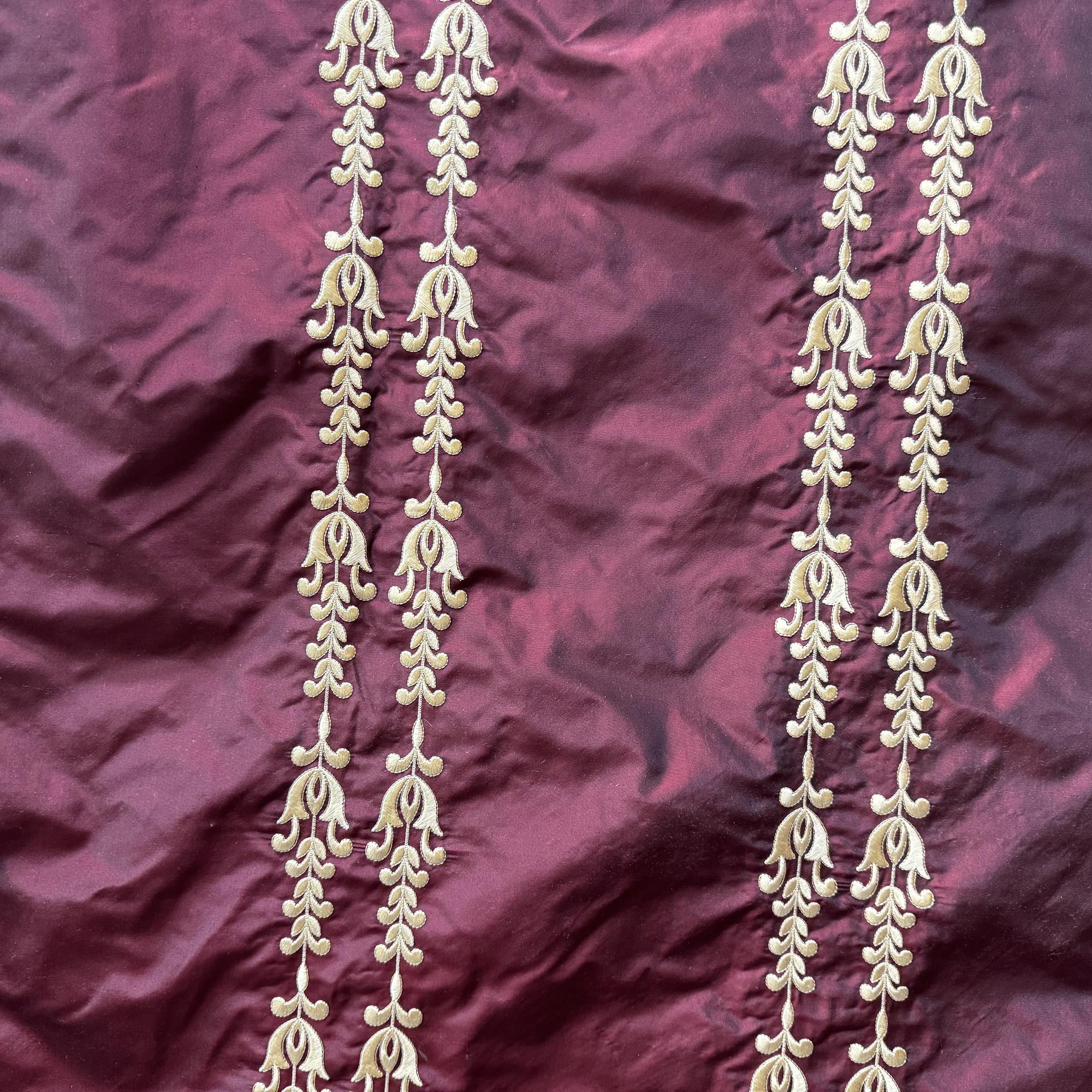 Courtney Fabric | Striped Floral Silk Fabric | Drapery & Curtain Fabric