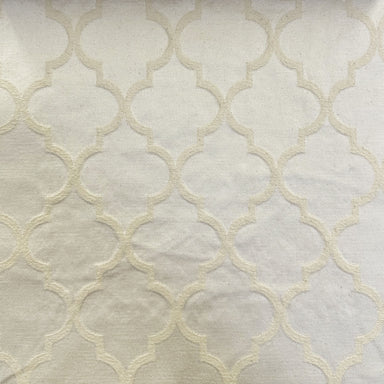 Crawford fabric in color Natural/Washed showcasing fabric embossed medallion jacquard upholstery fabric & drapery & curtain fabric.