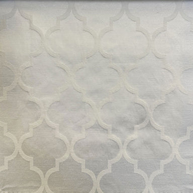 Crawford fabric in color White showcasing fabric embossed medallion jacquard upholstery fabric & drapery & curtain fabric.