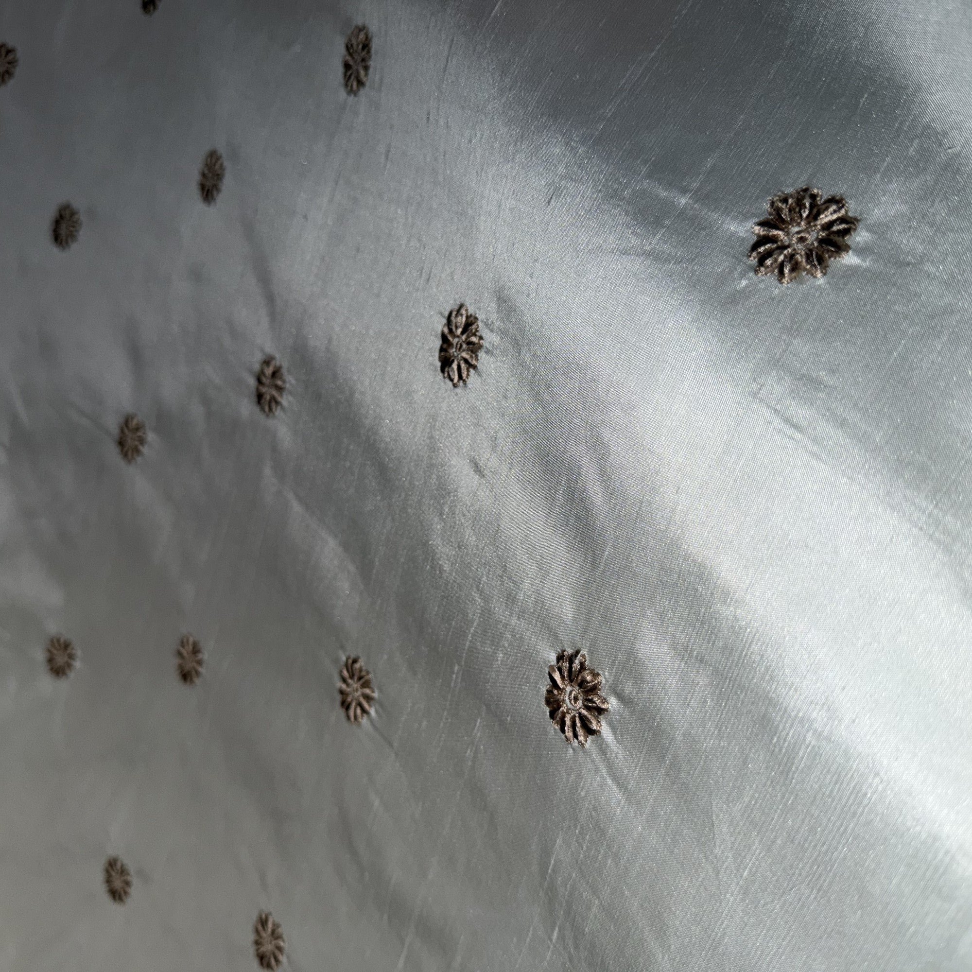 Dakota Fabric | Floral Dotted Embroidered Silk Fabric | Drapery & Curtain Fabric