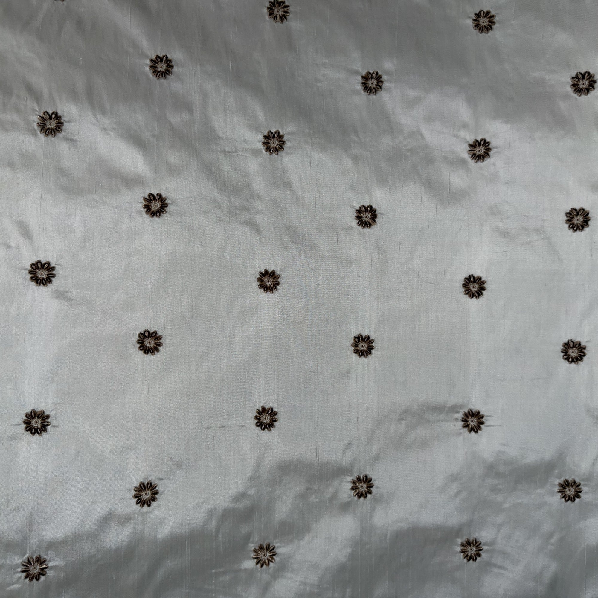 Dakota Fabric | Floral Dotted Embroidered Silk Fabric | Drapery & Curtain Fabric