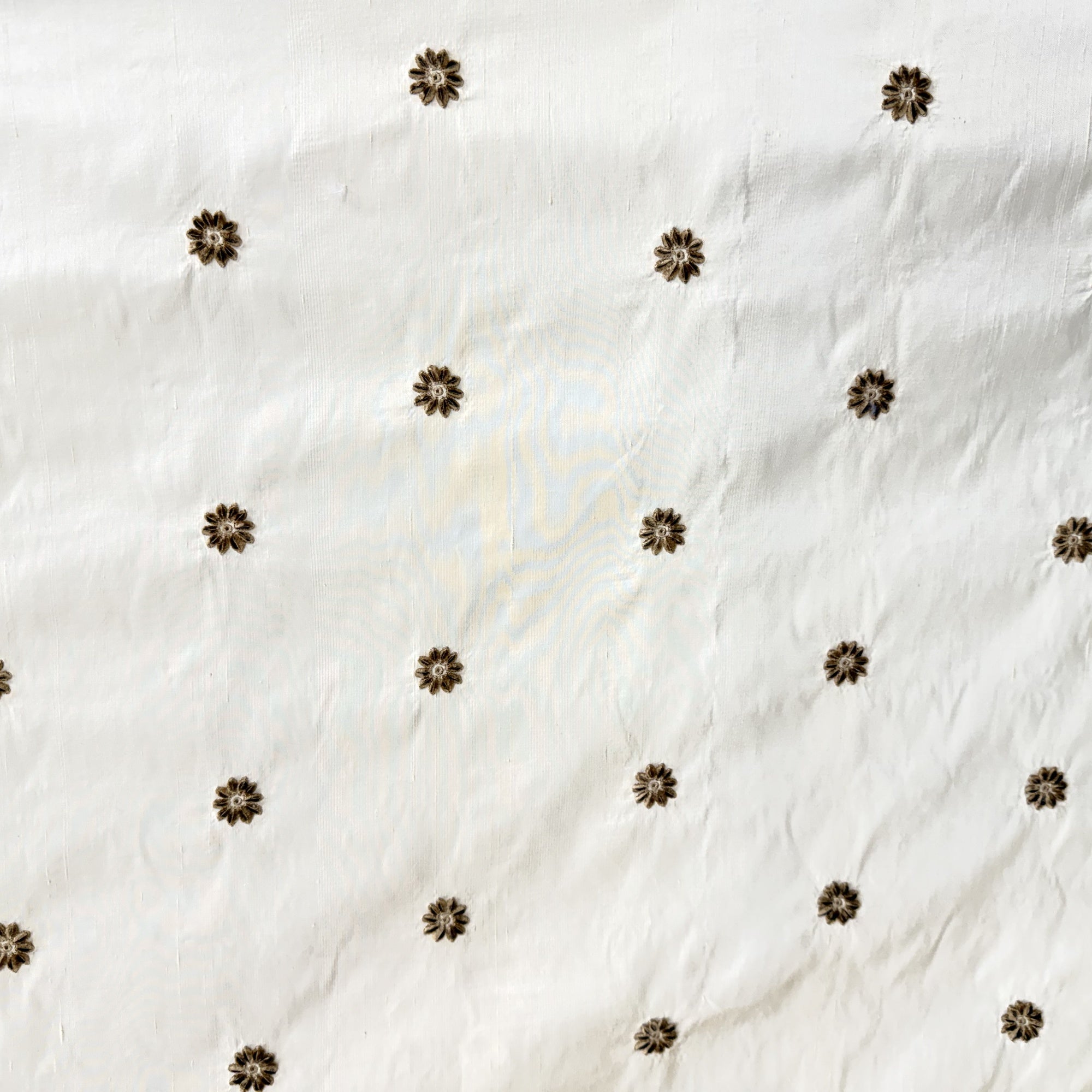 Dakota Fabric | Floral Dotted Embroidered Silk Fabric | Drapery & Curtain Fabric