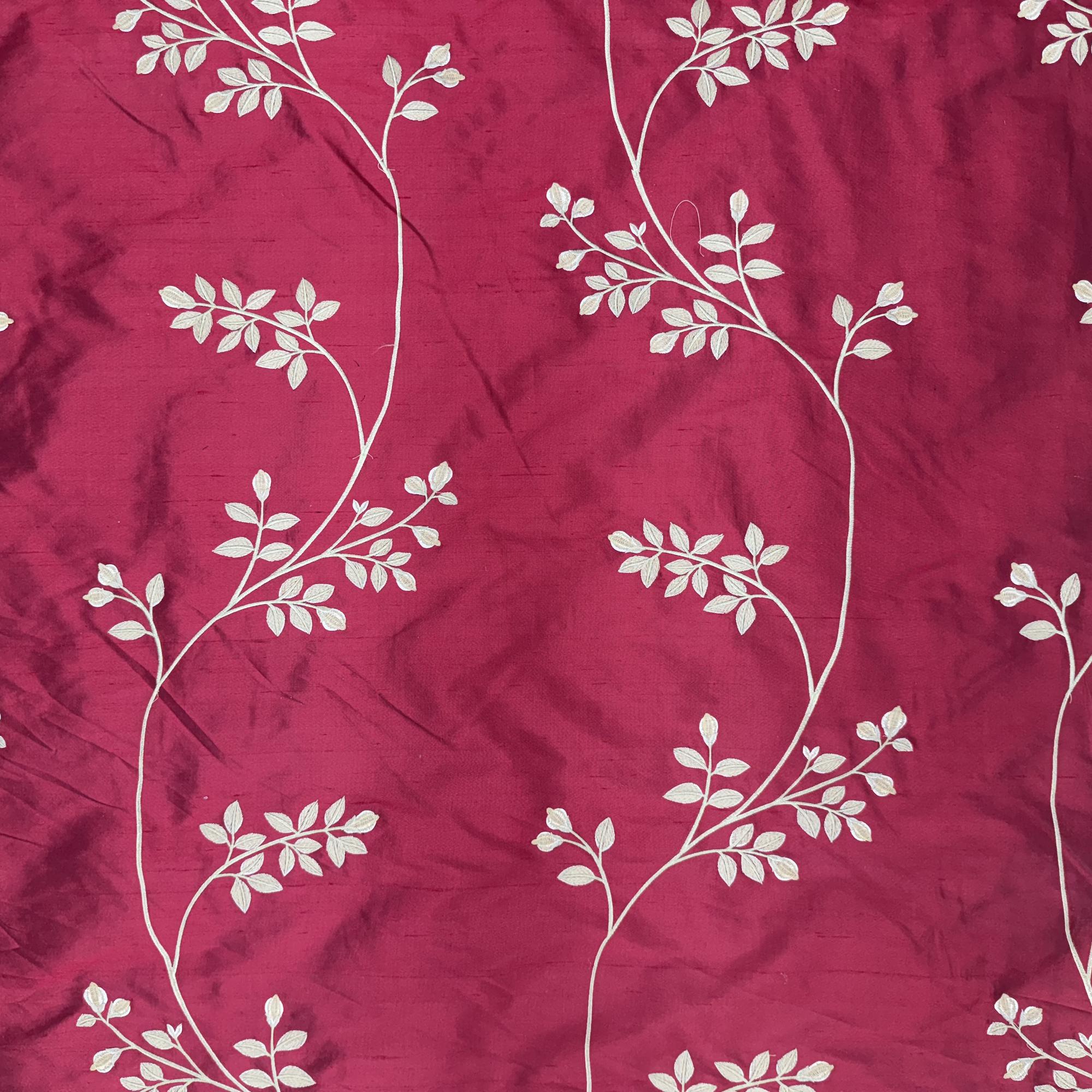 Dessler Fabric | Floral Embroidered Stripe Silk Fabric | Drapery & Curtain Fabric