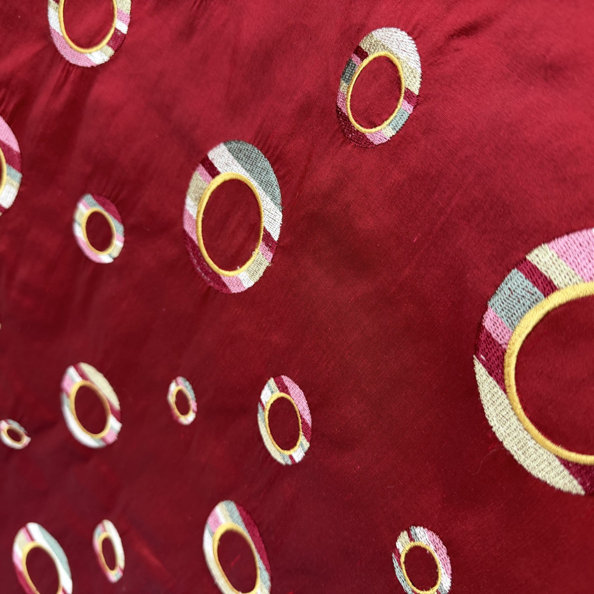 Disco Fabric | Multi-Colored Circle Silk Fabric | Drapery & Curtain Fabric