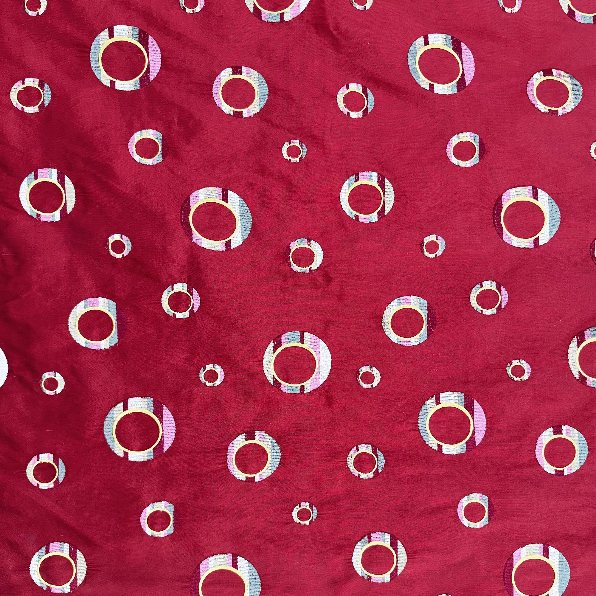 Disco Fabric | Multi-Colored Circle Silk Fabric | Drapery & Curtain Fabric