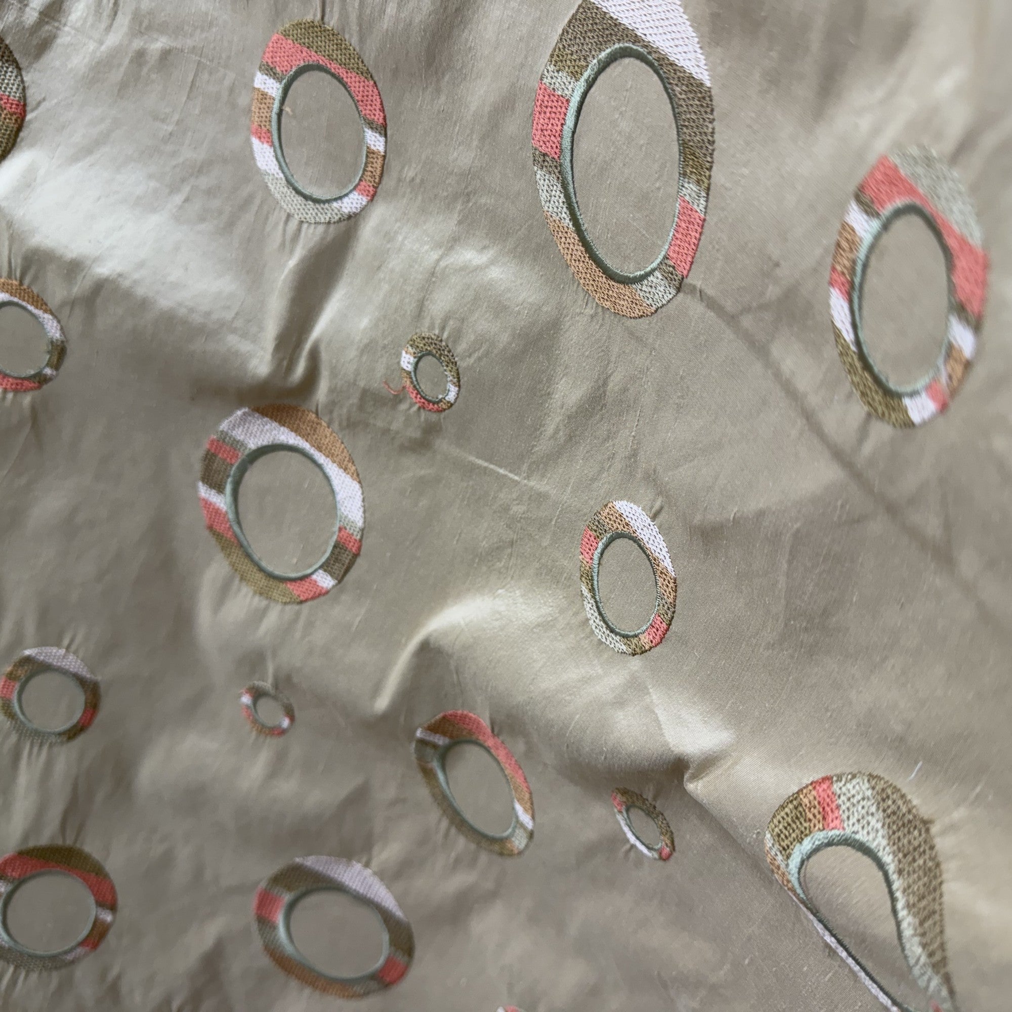 Disco Fabric | Multi-Colored Circle Silk Fabric | Drapery & Curtain Fabric