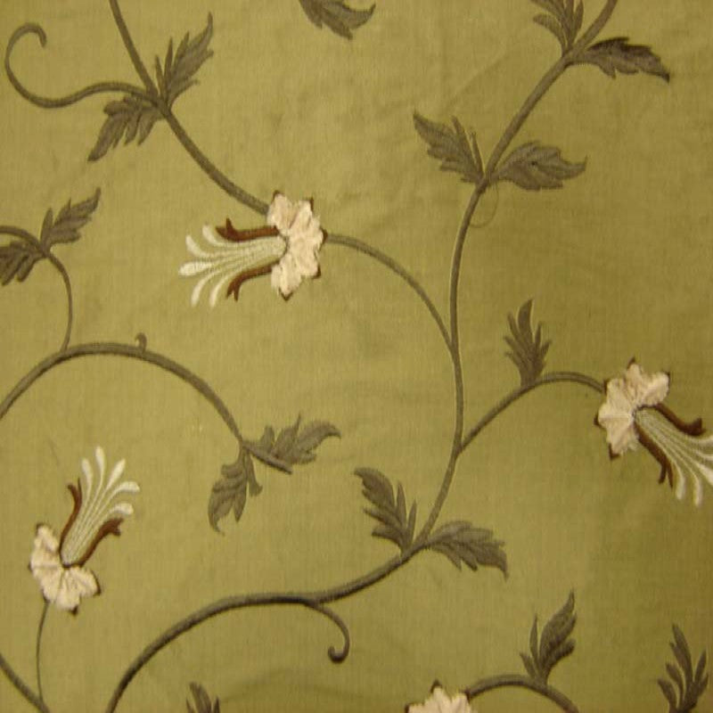 Giza Fabric | Floral Embroidered Silk Fabric | Drapery & Curtain Fabric