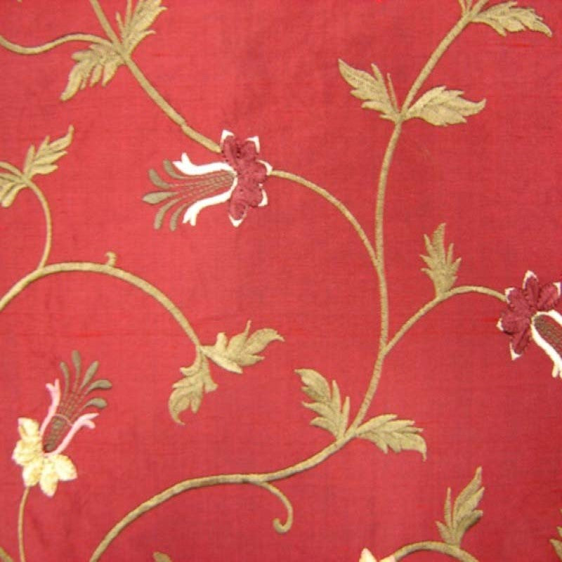 Giza Fabric | Floral Embroidered Silk Fabric | Drapery & Curtain Fabric