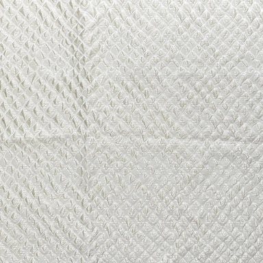 Halpern fabric in color White showcasing fabric shiny diamond embossed jacquard drapery & curtain fabric.