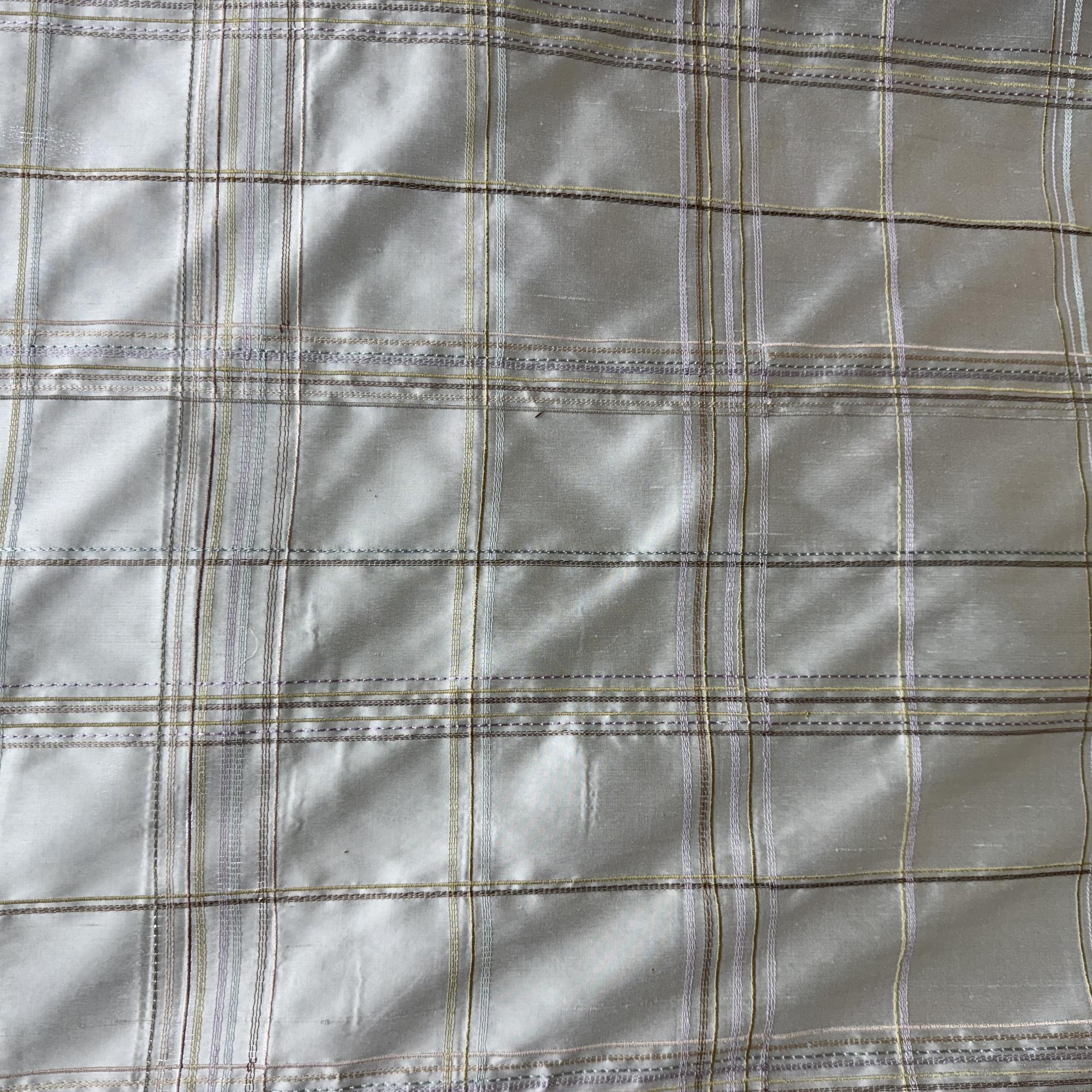 Hudson Fabric | Multi-Colored Stripe Plaid SIlk Fabric | Drapery & Curtain Fabric