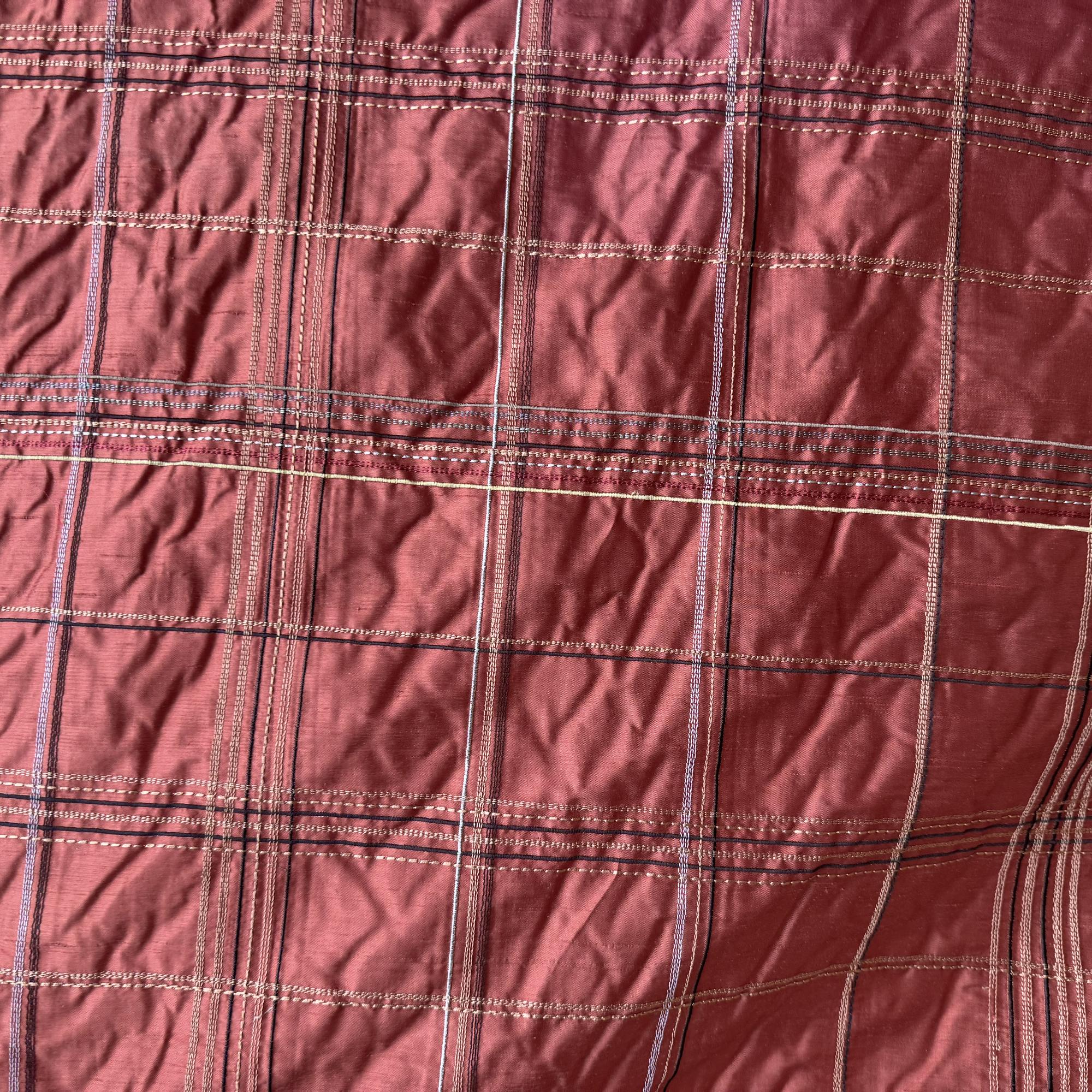 Hudson Fabric | Multi-Colored Stripe Plaid SIlk Fabric | Drapery & Curtain Fabric