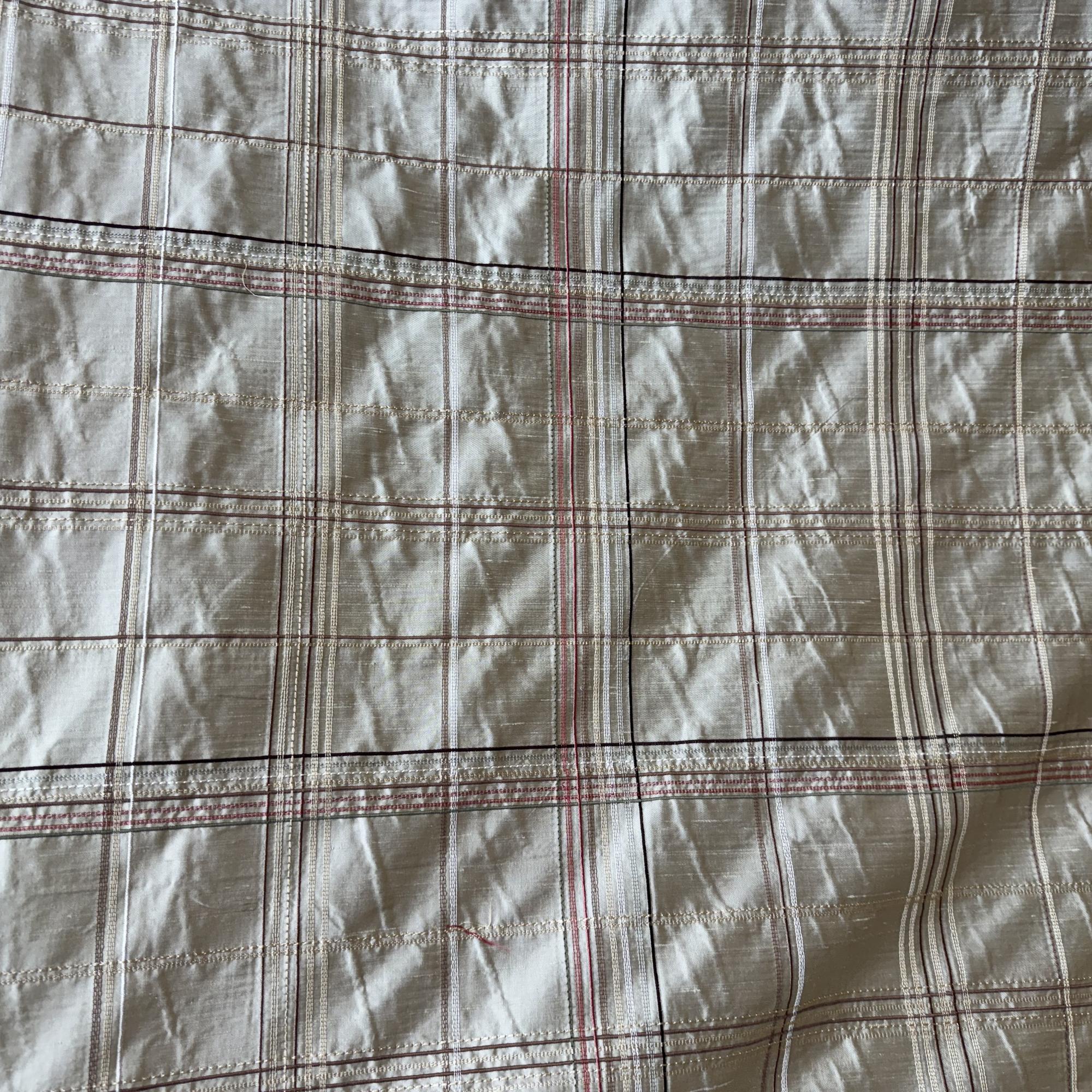 Hudson Fabric | Multi-Colored Stripe Plaid SIlk Fabric | Drapery & Curtain Fabric