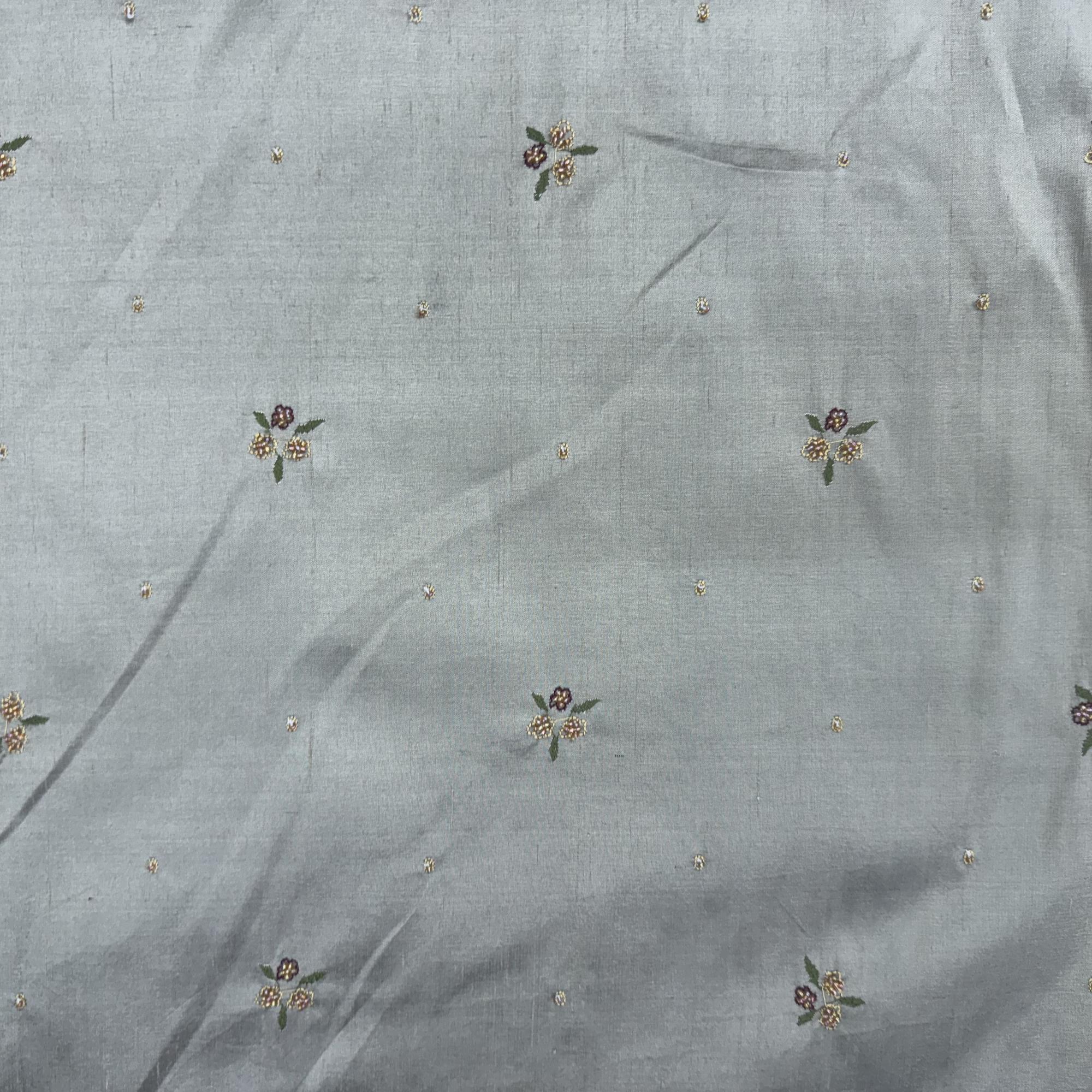 Inessa Fabric | Floral Embroidered with Jewels Silk Fabric | Drapery & Curtain Fabric