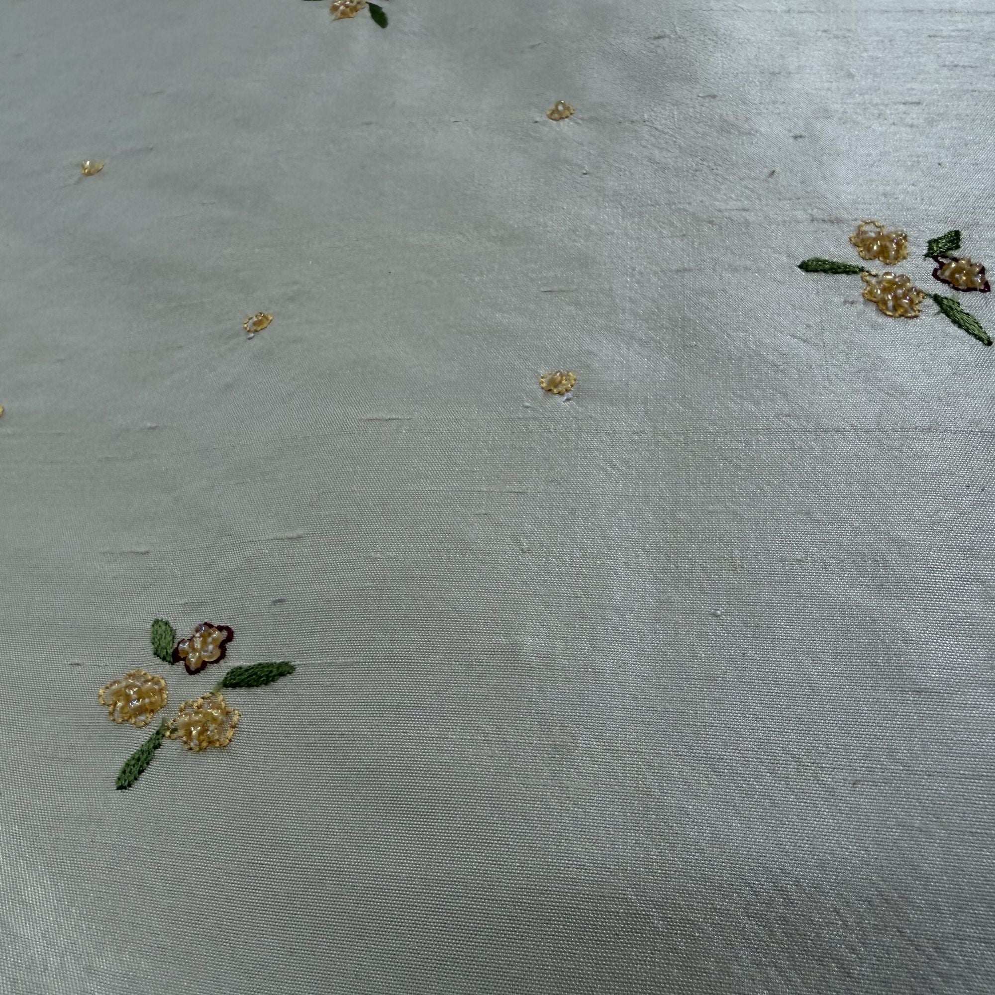 Inessa Fabric | Floral Embroidered with Jewels Silk Fabric | Drapery & Curtain Fabric