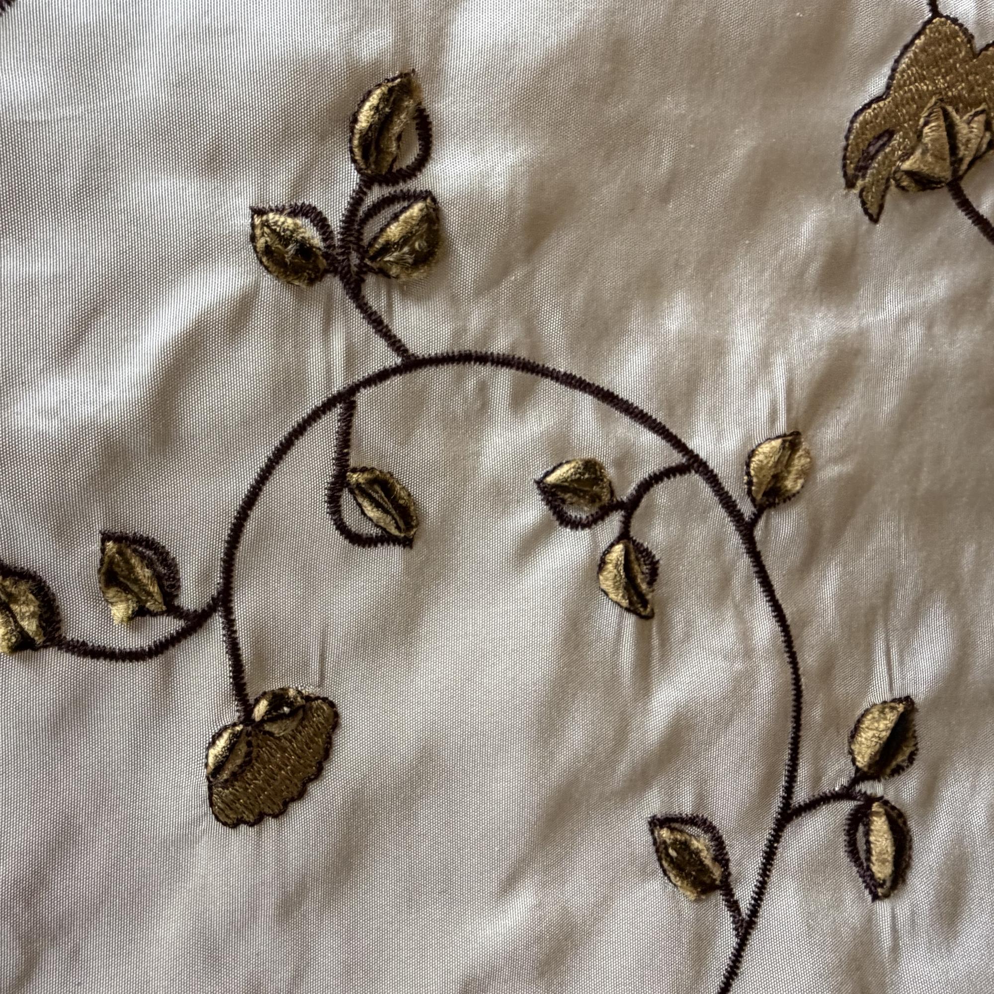 Kalei Fabric | Floral Swirl Velvet Embroidered Silk Fabric | Drapery & Curtain Fabric