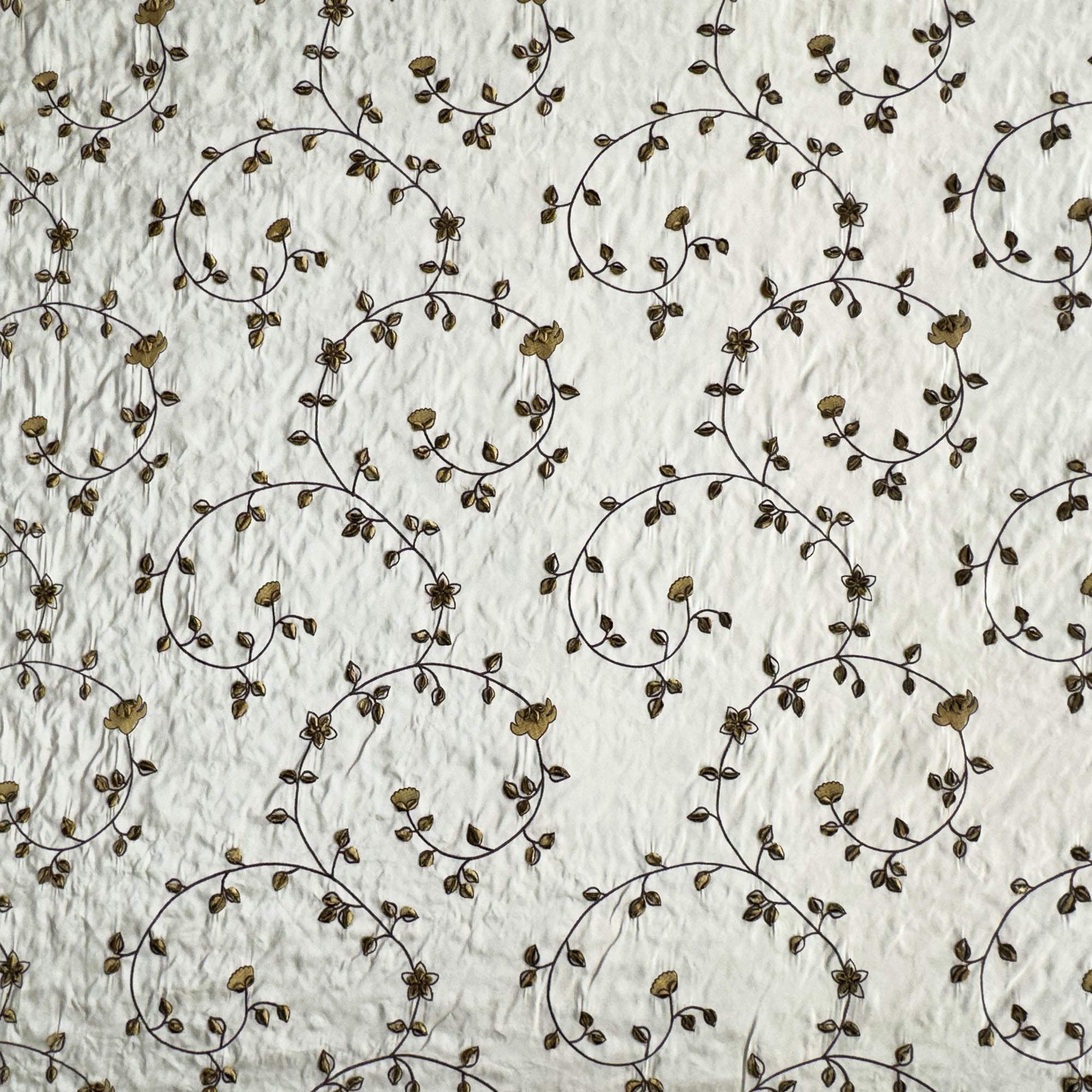 Kalei Fabric | Floral Swirl Velvet Embroidered Silk Fabric | Drapery & Curtain Fabric