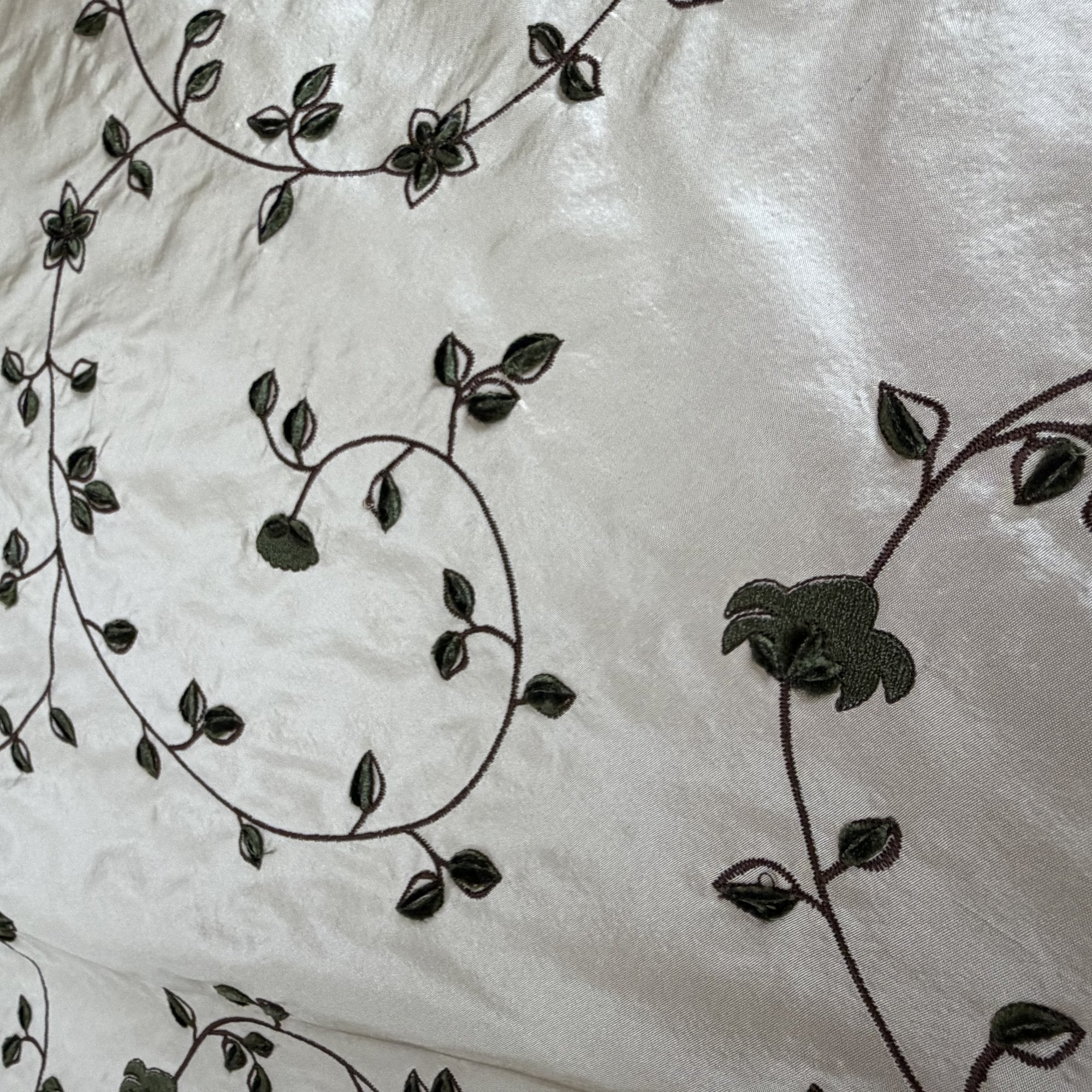 Kalei Fabric | Floral Swirl Velvet Embroidered Silk Fabric | Drapery & Curtain Fabric