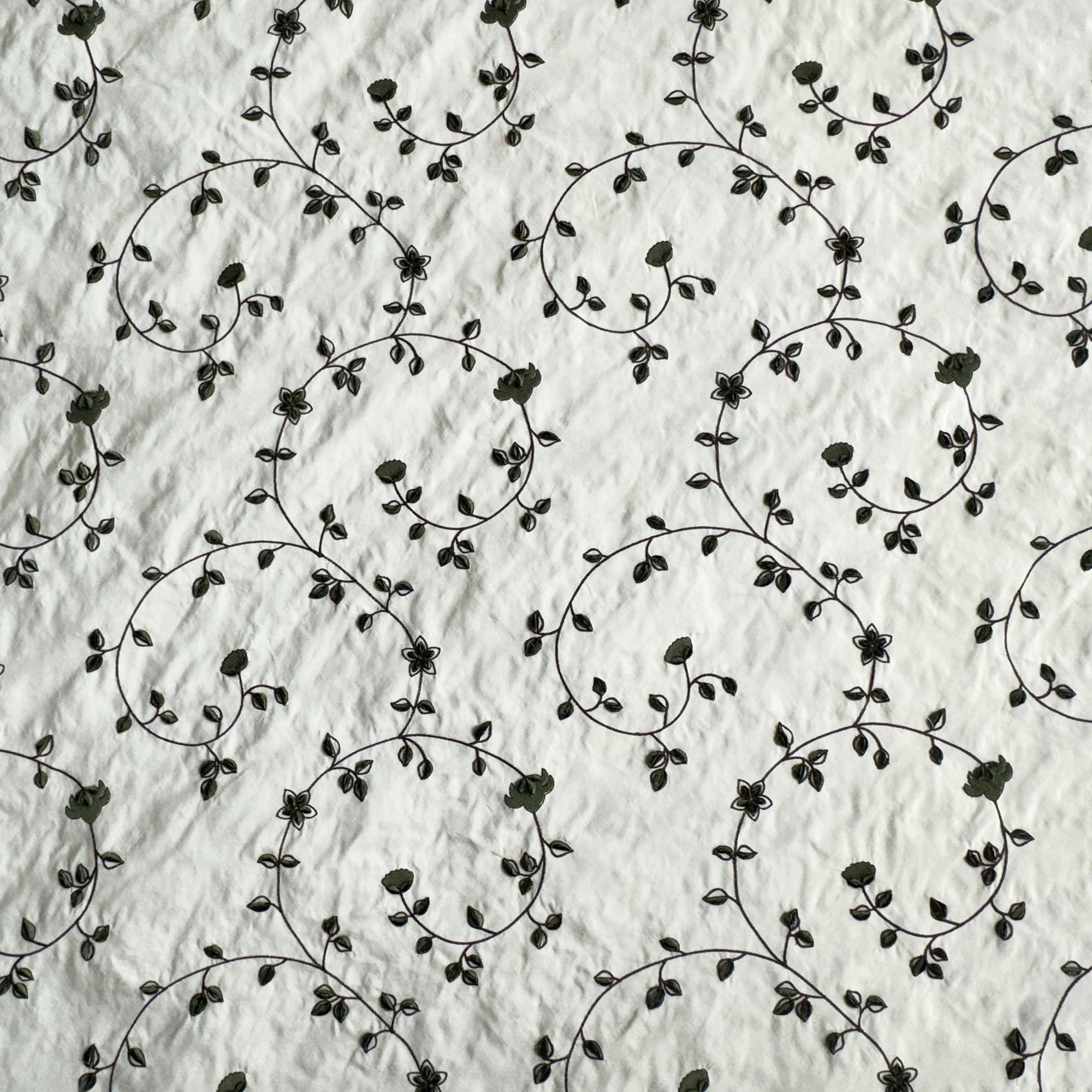 Kalei Fabric | Floral Swirl Velvet Embroidered Silk Fabric | Drapery & Curtain Fabric