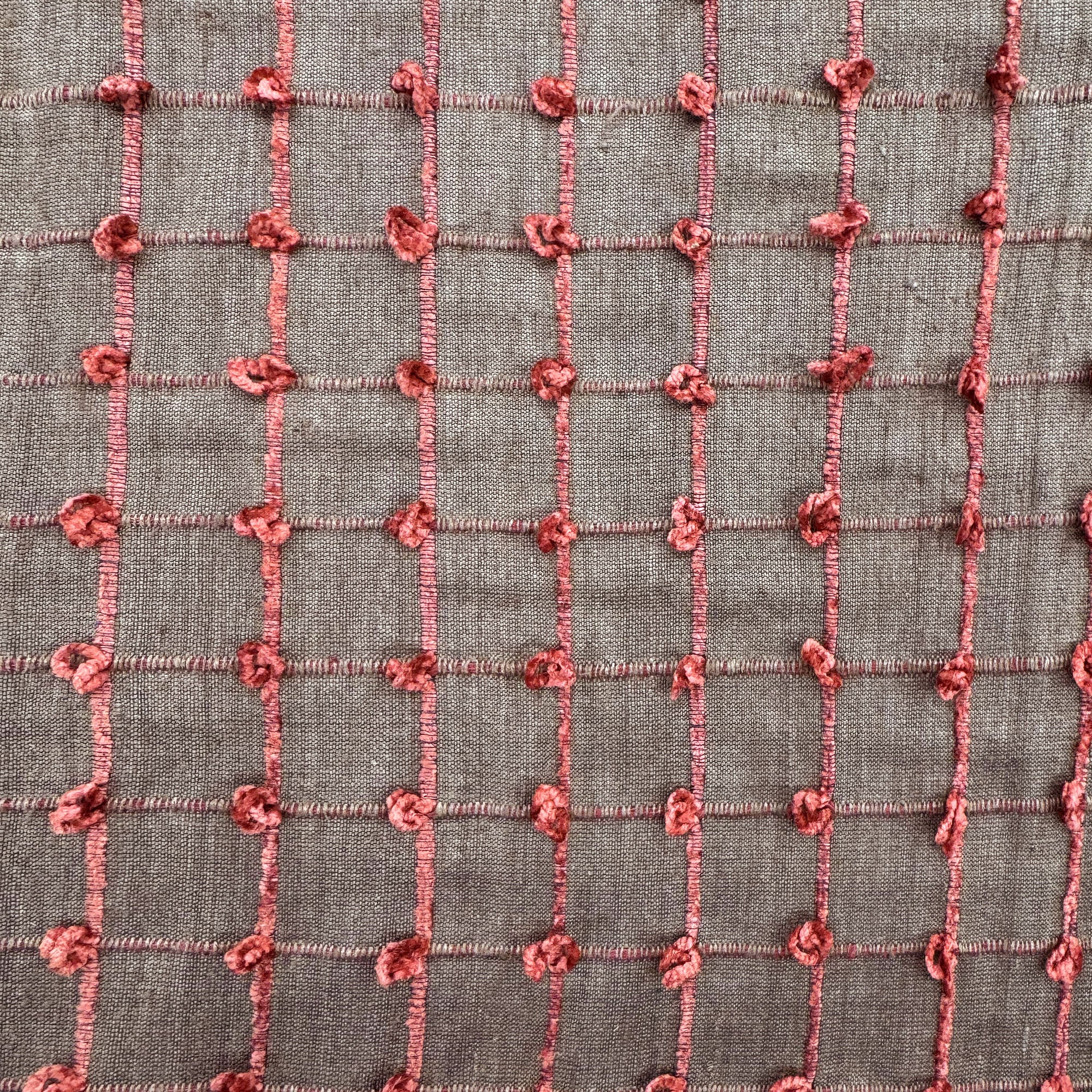 Kerala Fabric | Small Square Tufted Knots Silk Fabric | Drapery & Curtain Fabric