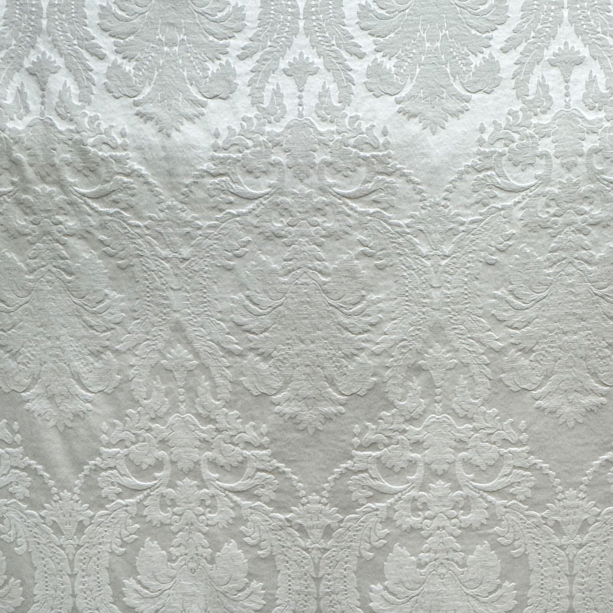 Lafayette fabric in color White showcasing fabric embossed damask pattern upholstery fabric & drapery & curtain fabric.