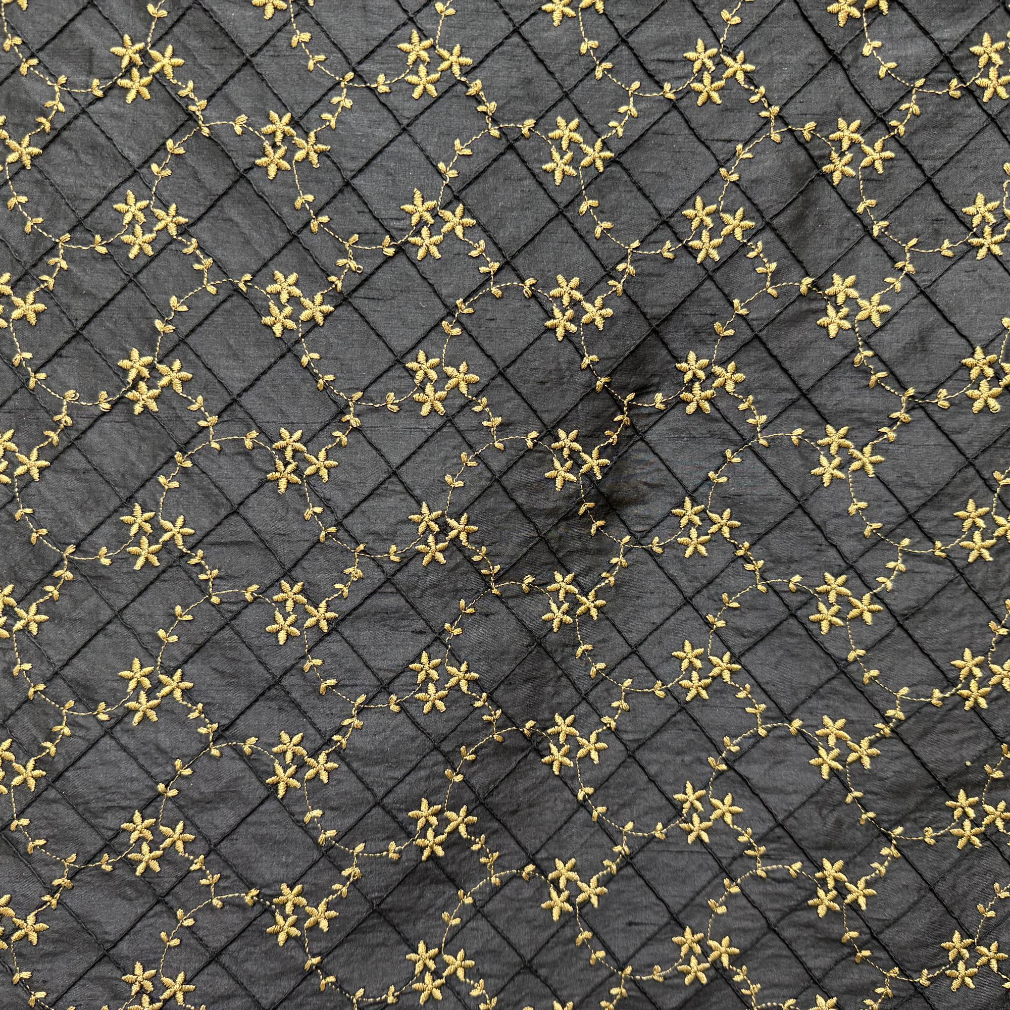 Orissa Fabric | Small Diamond Floral Embroidered Silk Fabric | Drapery & Curtain Fabric