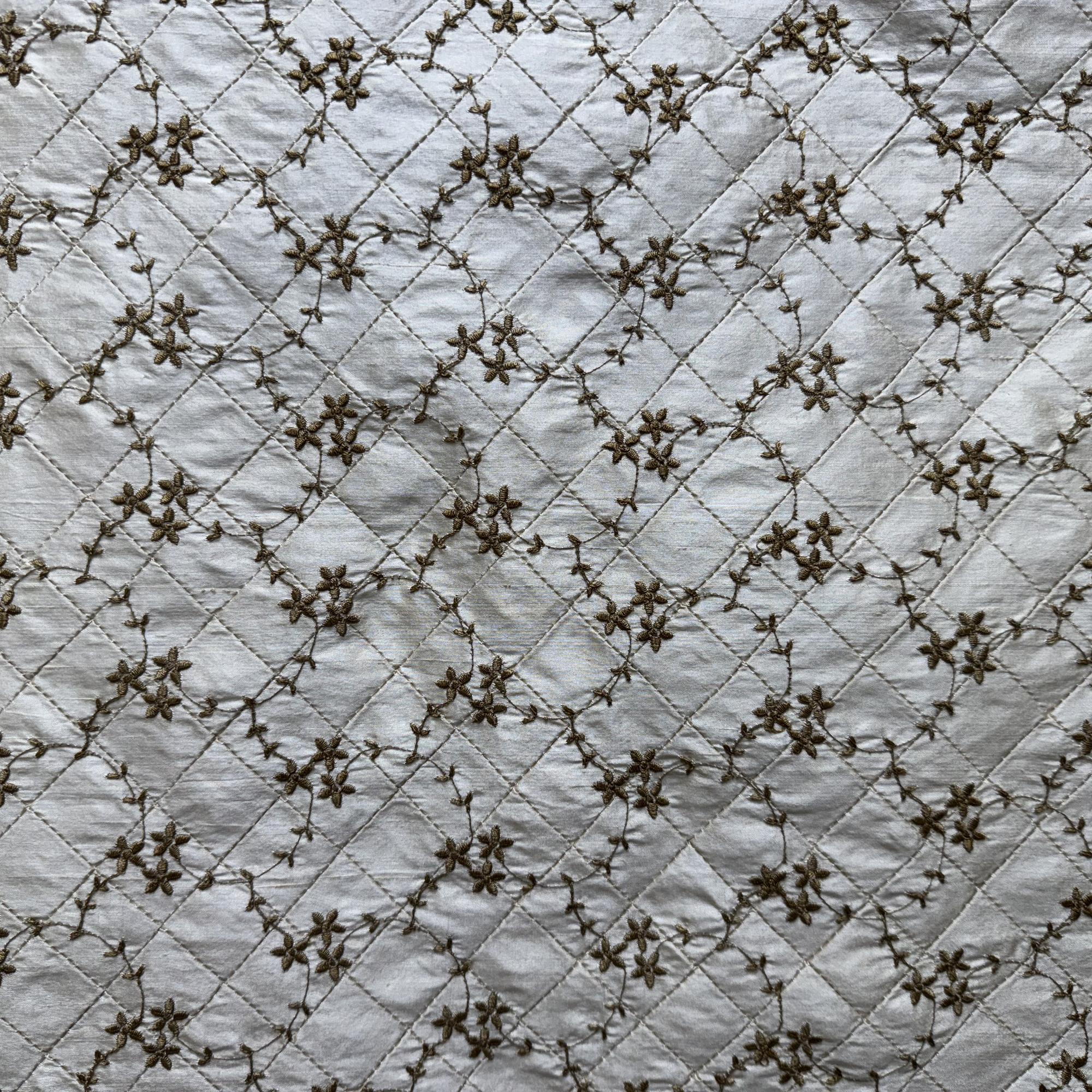 Orissa Fabric | Small Diamond Floral Embroidered Silk Fabric | Drapery & Curtain Fabric