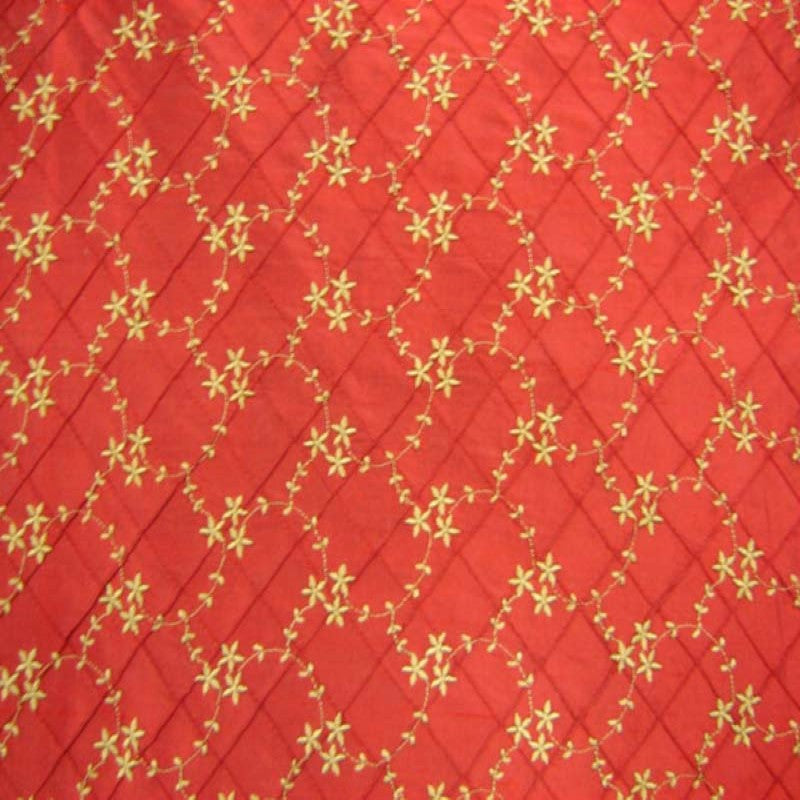Orissa Fabric | Small Diamond Floral Embroidered Silk Fabric | Drapery & Curtain Fabric