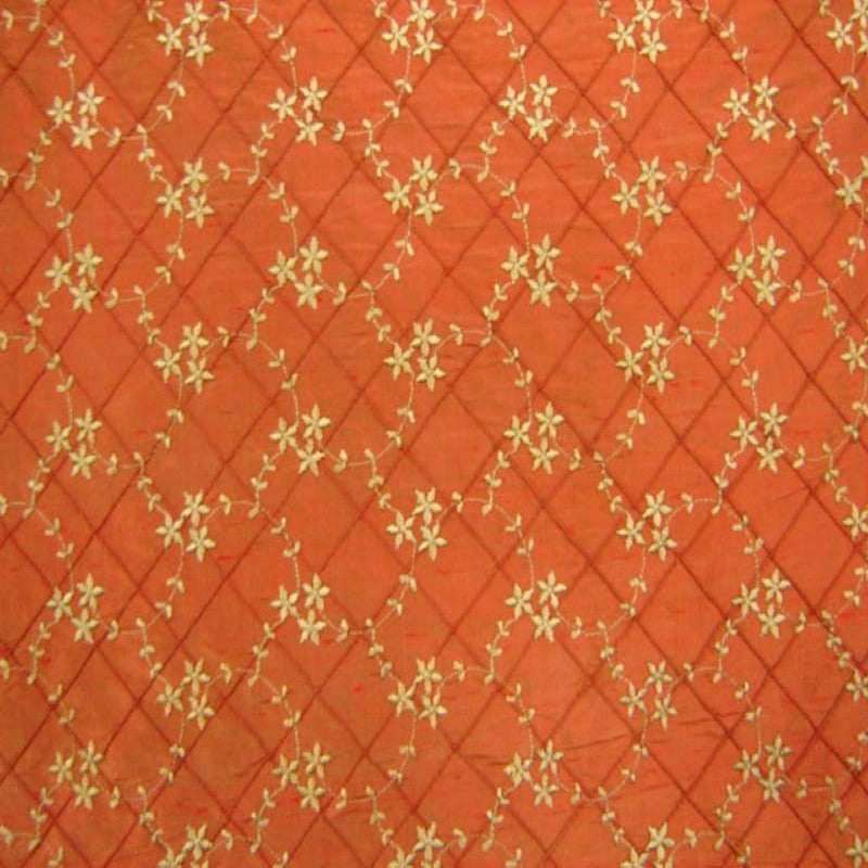 Orissa Fabric | Small Diamond Floral Embroidered Silk Fabric | Drapery & Curtain Fabric