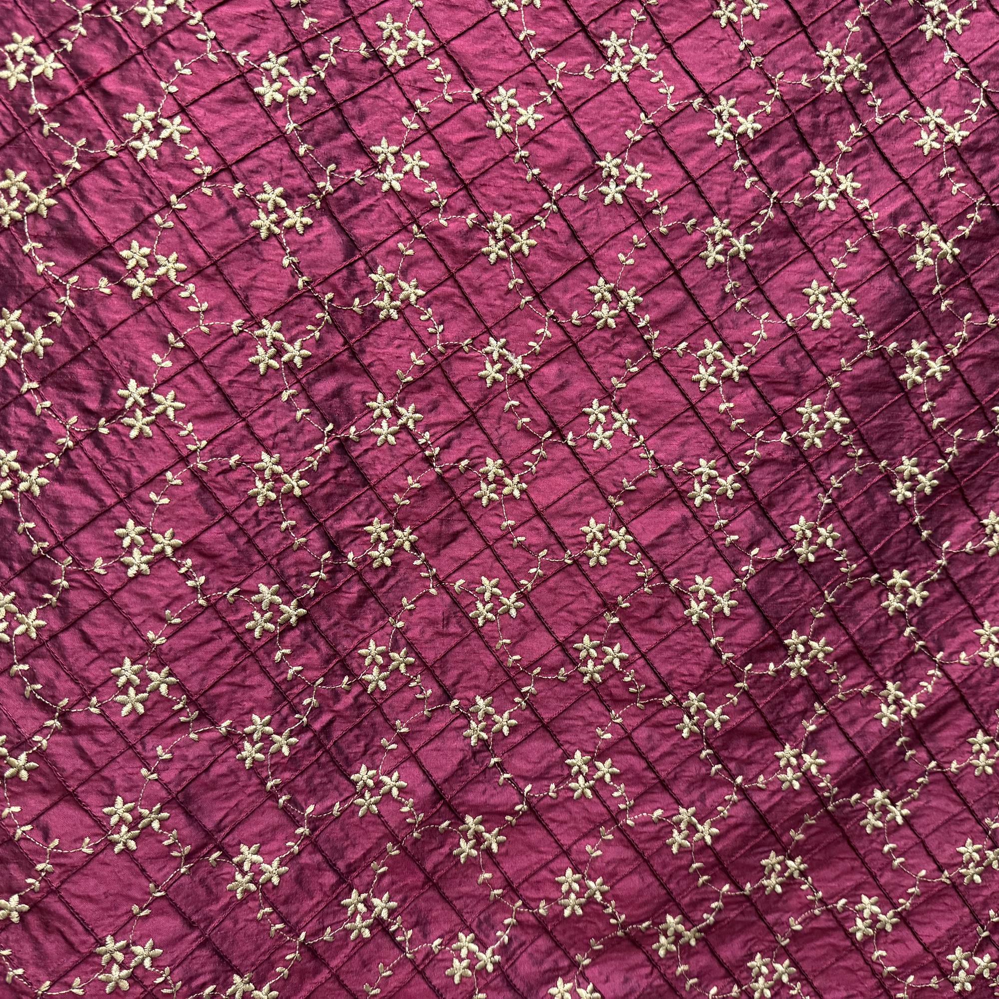 Orissa Fabric | Small Diamond Floral Embroidered Silk Fabric | Drapery & Curtain Fabric