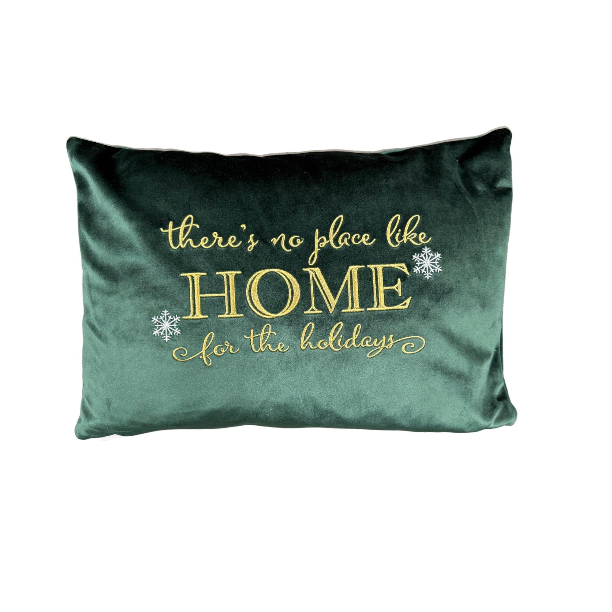 "There's no place like home for the holidays" Embroidery Decorative Throw Pillows | Size 14X20 | LIMITED QUANTITY LEFT