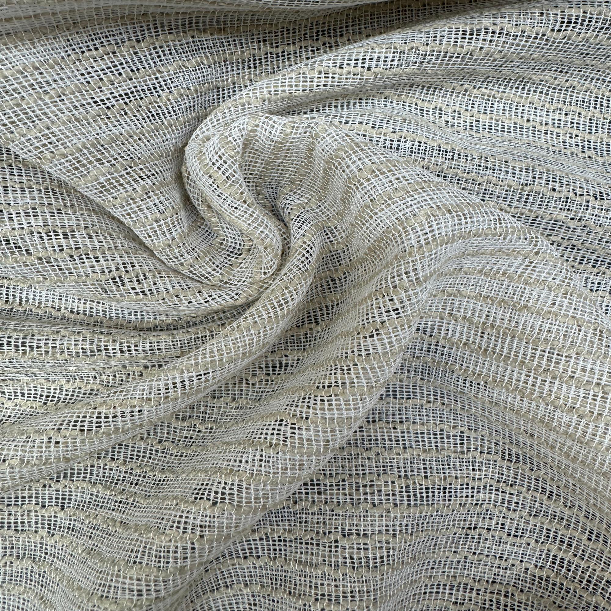 Ramona Fabric | Net-Like Sheer Strip Fabric | Drapery & Curtain Fabric