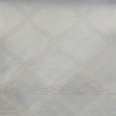 Sally fabric in color White showcasing fabric embossed diamond floral jacquard upholstery fabric & drapery & curtain fabric.