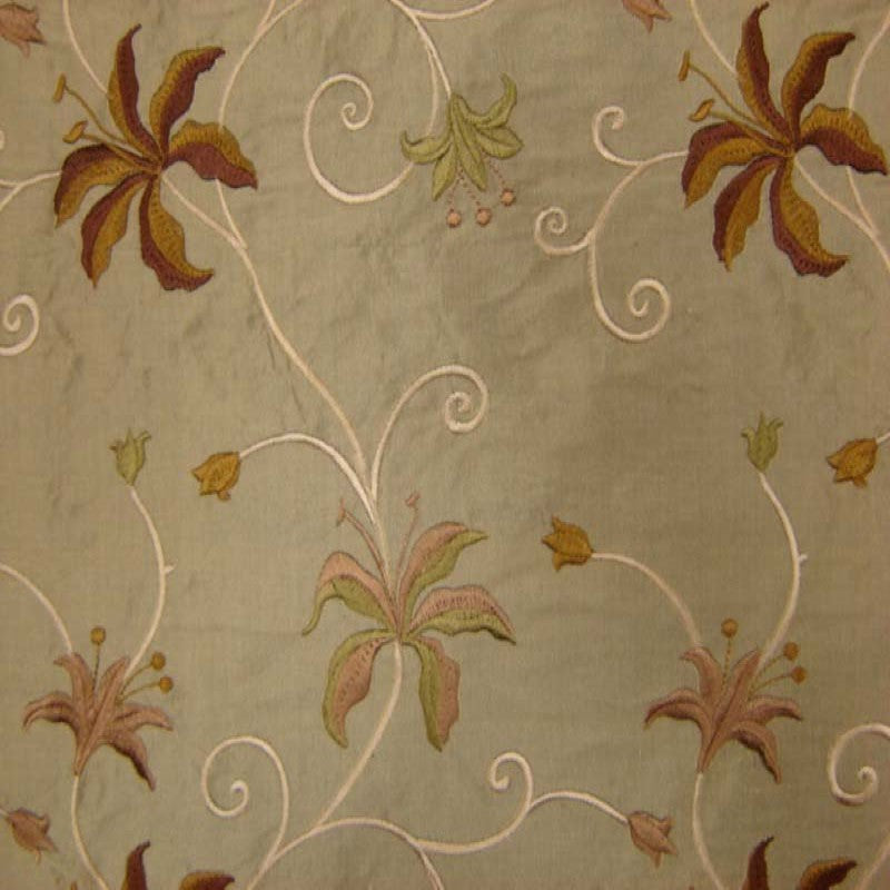 Sigrid Fabric | Floral Embroidered Silk Fabric | Drapery & Curtain Fabric