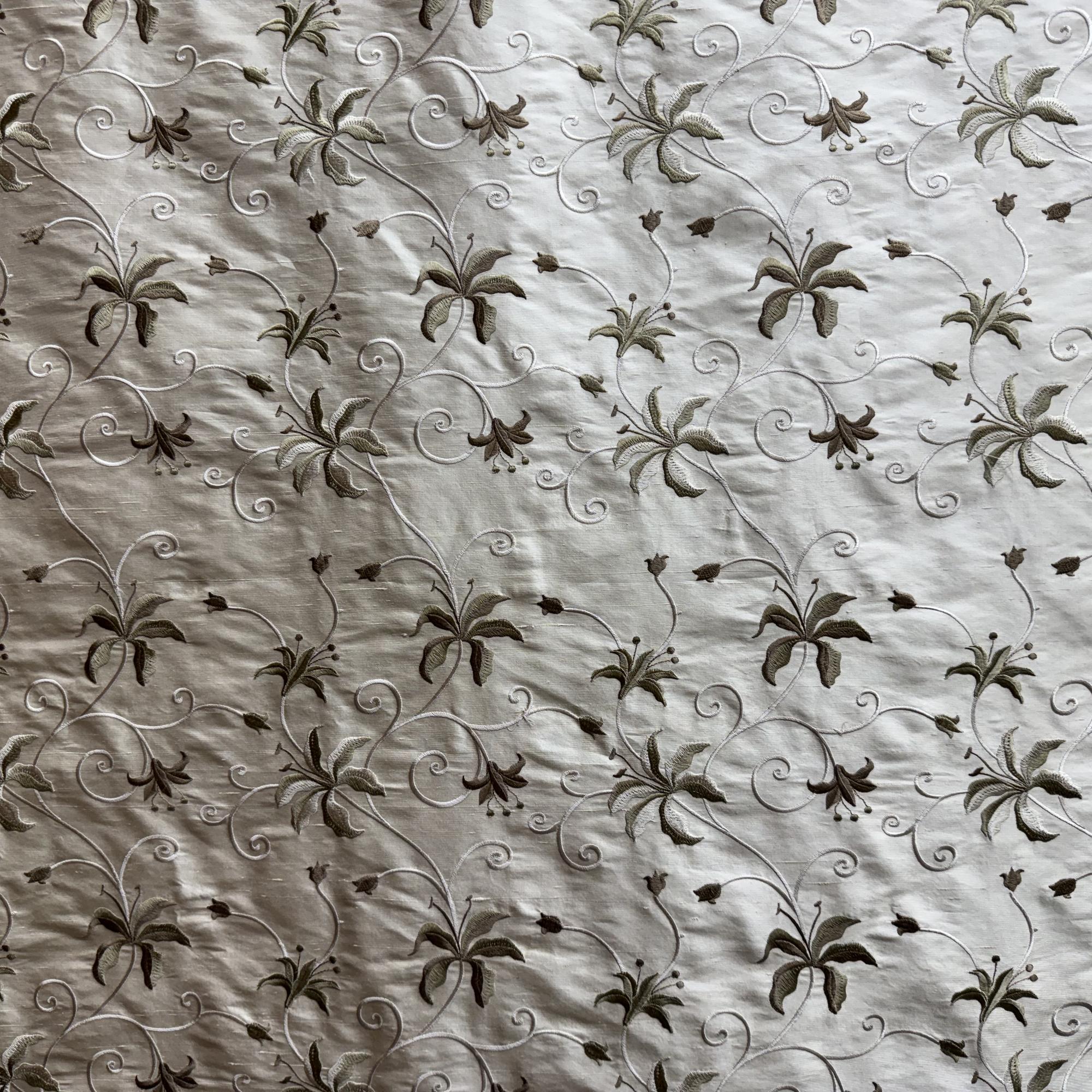 Sigrid Fabric | Floral Embroidered Silk Fabric | Drapery & Curtain Fabric