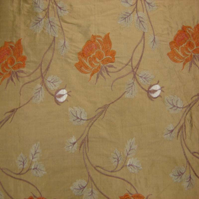Tamil Fabric | Floral Embroidered Silk Fabric | Drapery & Curtain Fabric