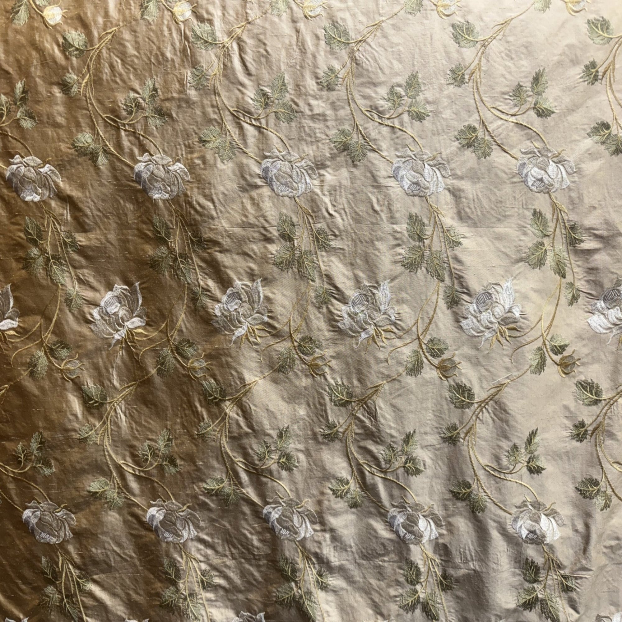 Tamil Fabric | Floral Embroidered Silk Fabric | Drapery & Curtain Fabric