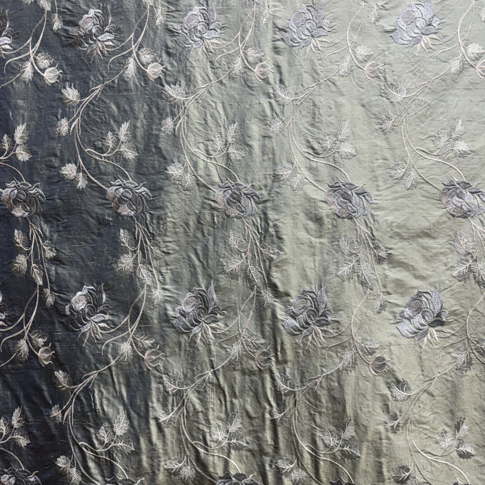 Tamil Fabric | Floral Embroidered Silk Fabric | Drapery & Curtain Fabric