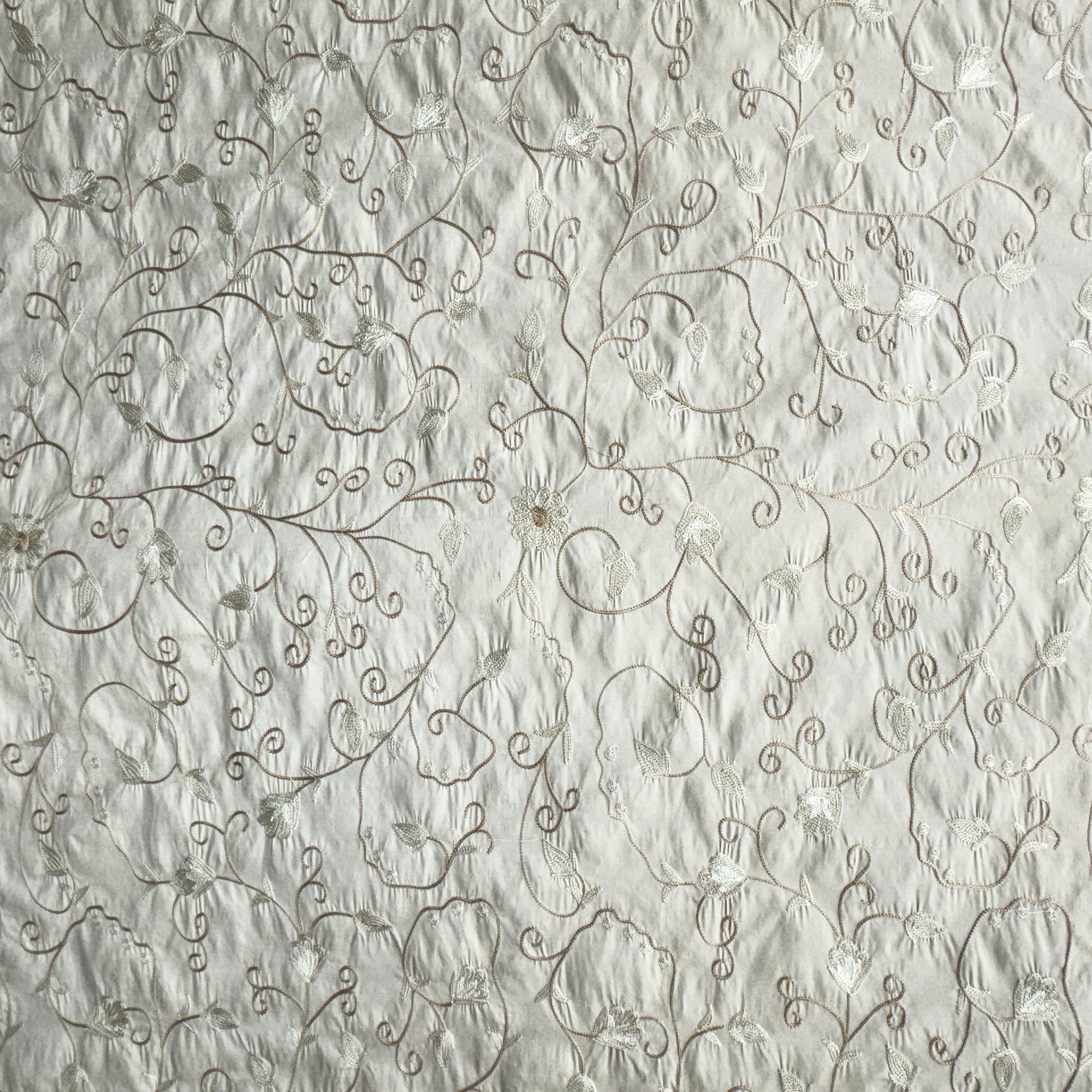 Trezza Fabric | Floral Embroidered Silk Fabric | Drapery & Curtain Fabric