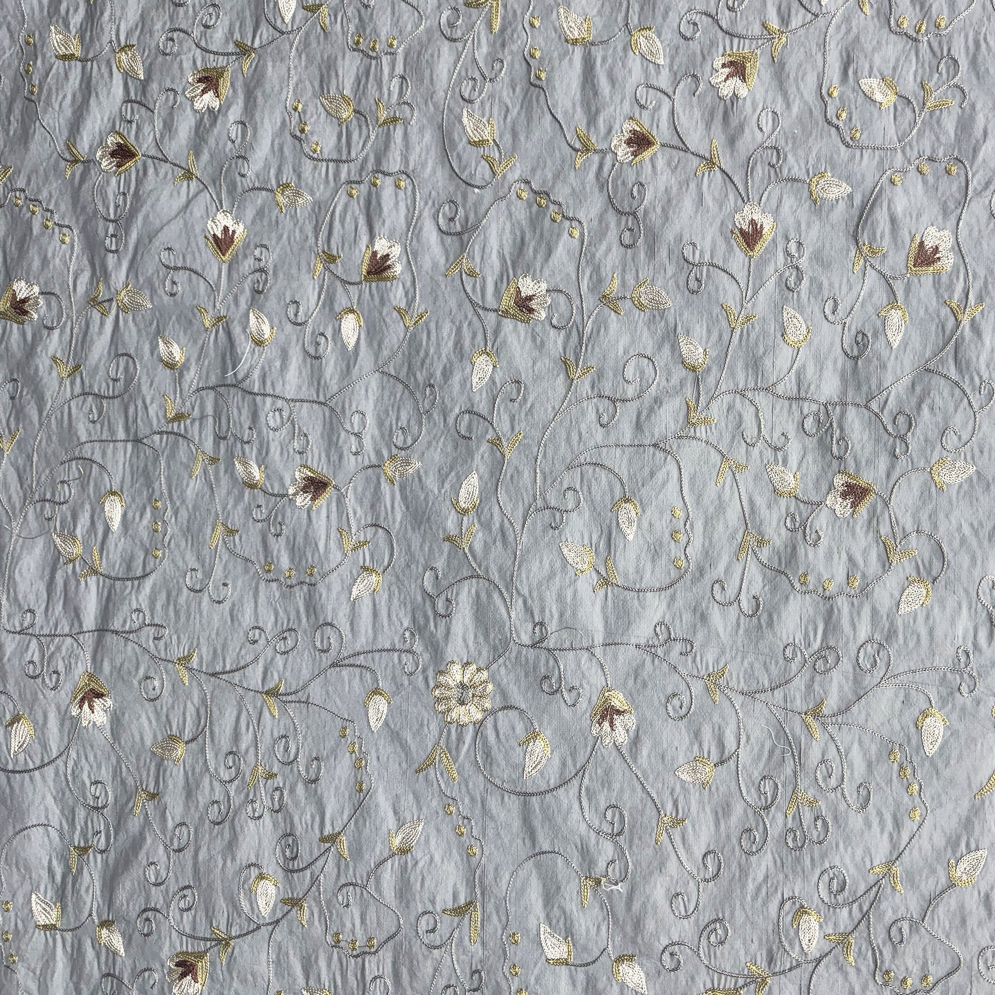 Trezza Fabric | Floral Embroidered Silk Fabric | Drapery & Curtain Fabric