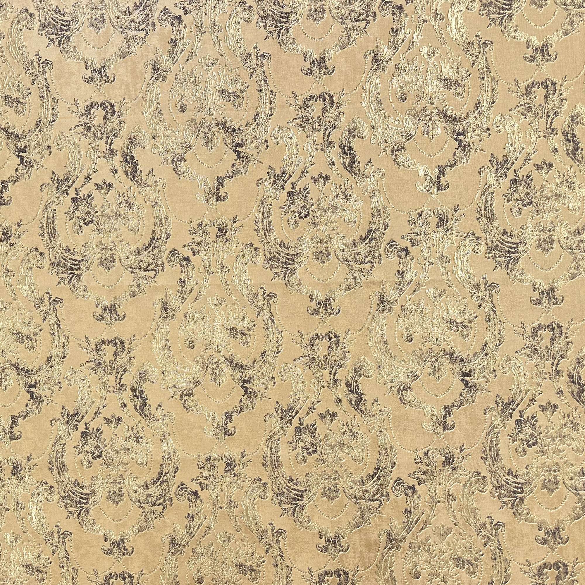 Zalara fabric in color Gold showcasing fabric textured damask faux silk upholstery fabric & drapery & curtain fabric.