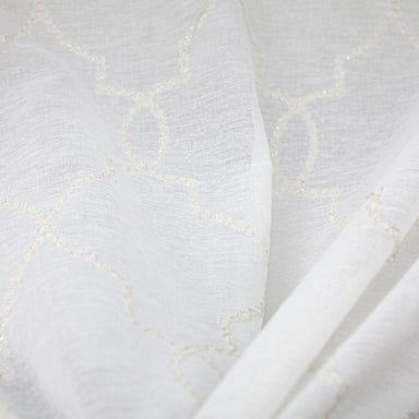 Aladdin fabric in color Ivory showcasing fabric embroidered sheer drapery & curtain fabric.