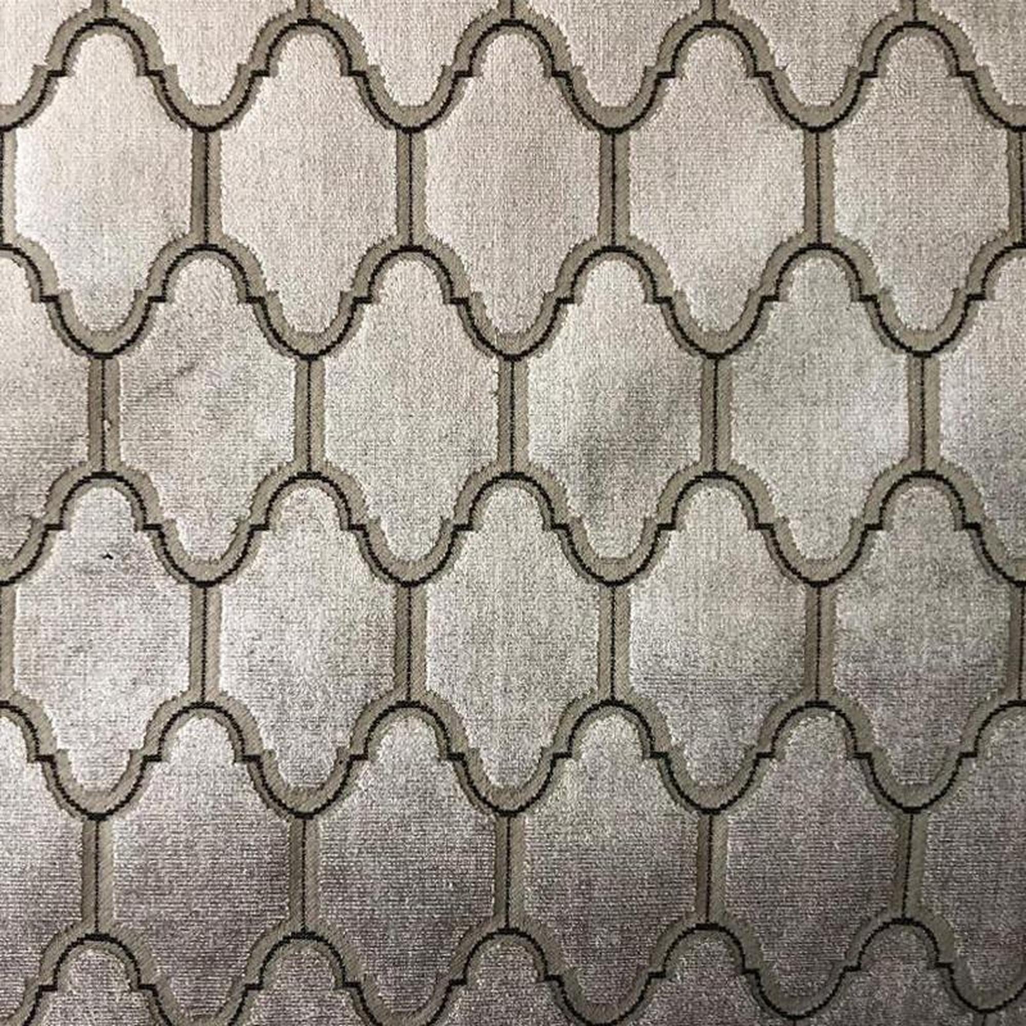 Alaya fabric in color Silver showcasing fabric geometric cut velvet upholstery fabric & drapery & curtain fabric.